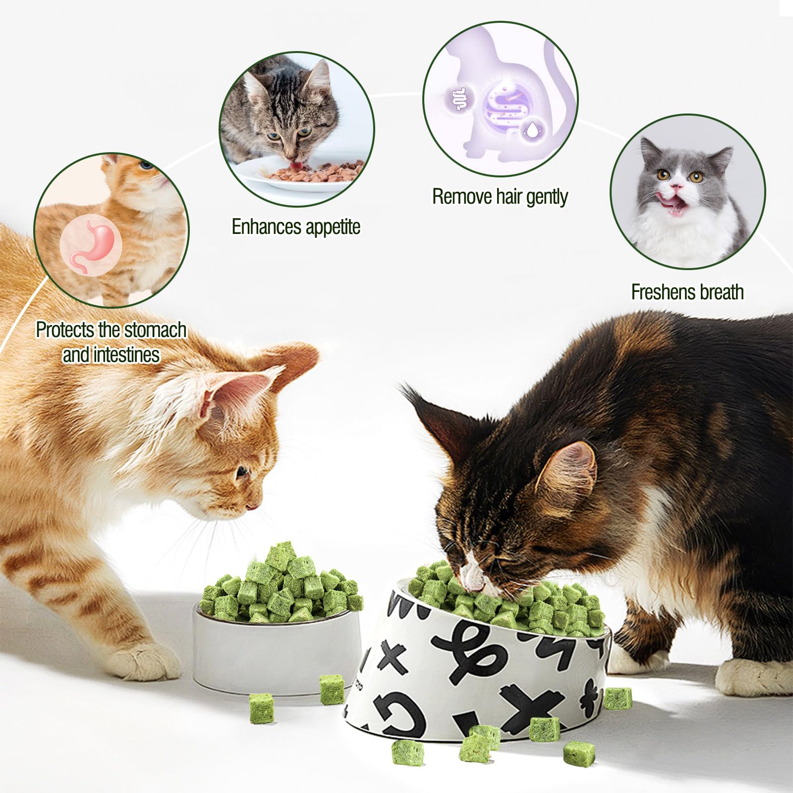 Hkpetie Cat Grass Teething Sticks - 50g Edible Snack for Teeth Cleaning & Hairball Removal - Delicious Chew Toy for Cats