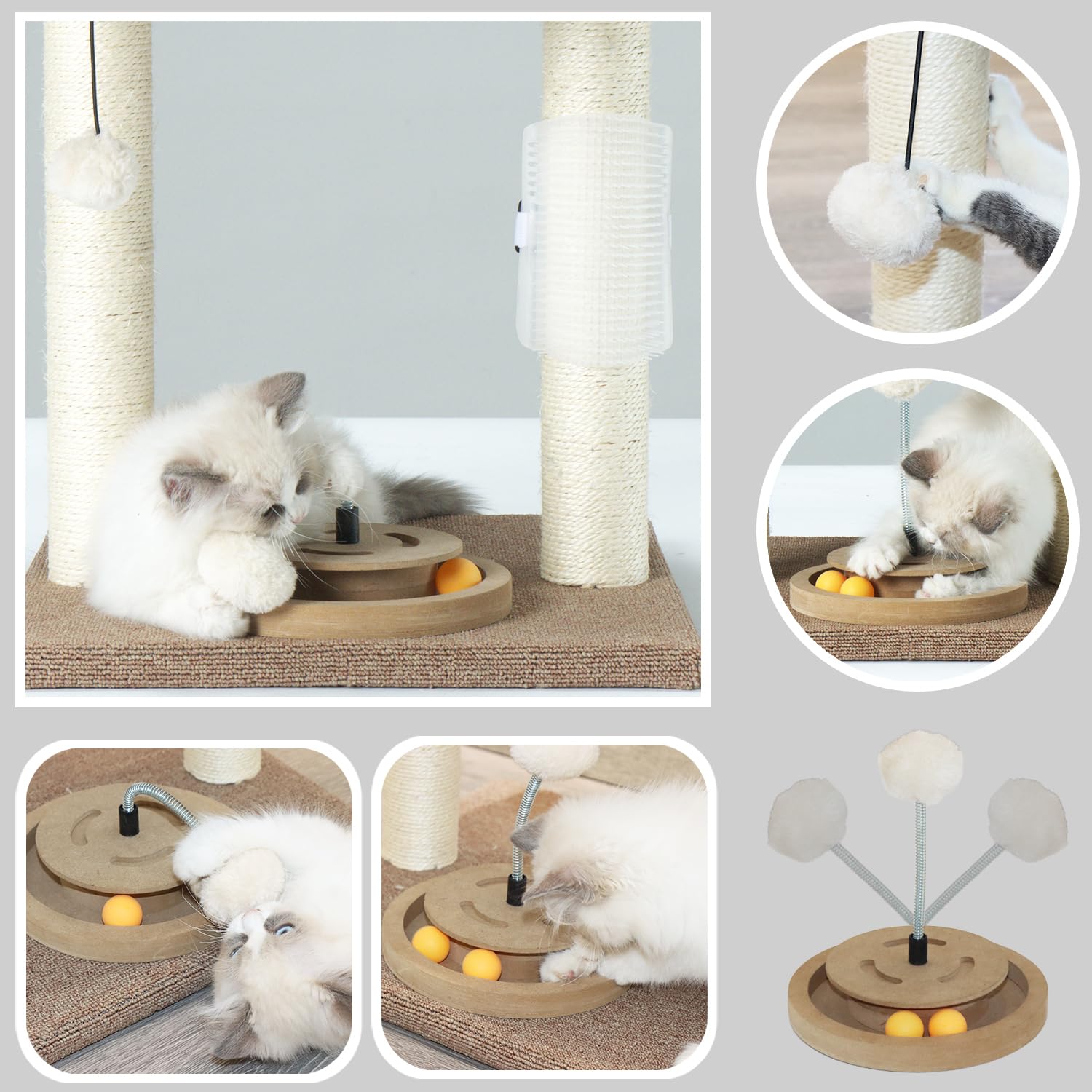Pawsfans Cat Tree Scratching Post,Small Cat Tower With Perch Bed Scratch For Indoor Cats And Kittens Scratcher.Track Toy Hanging