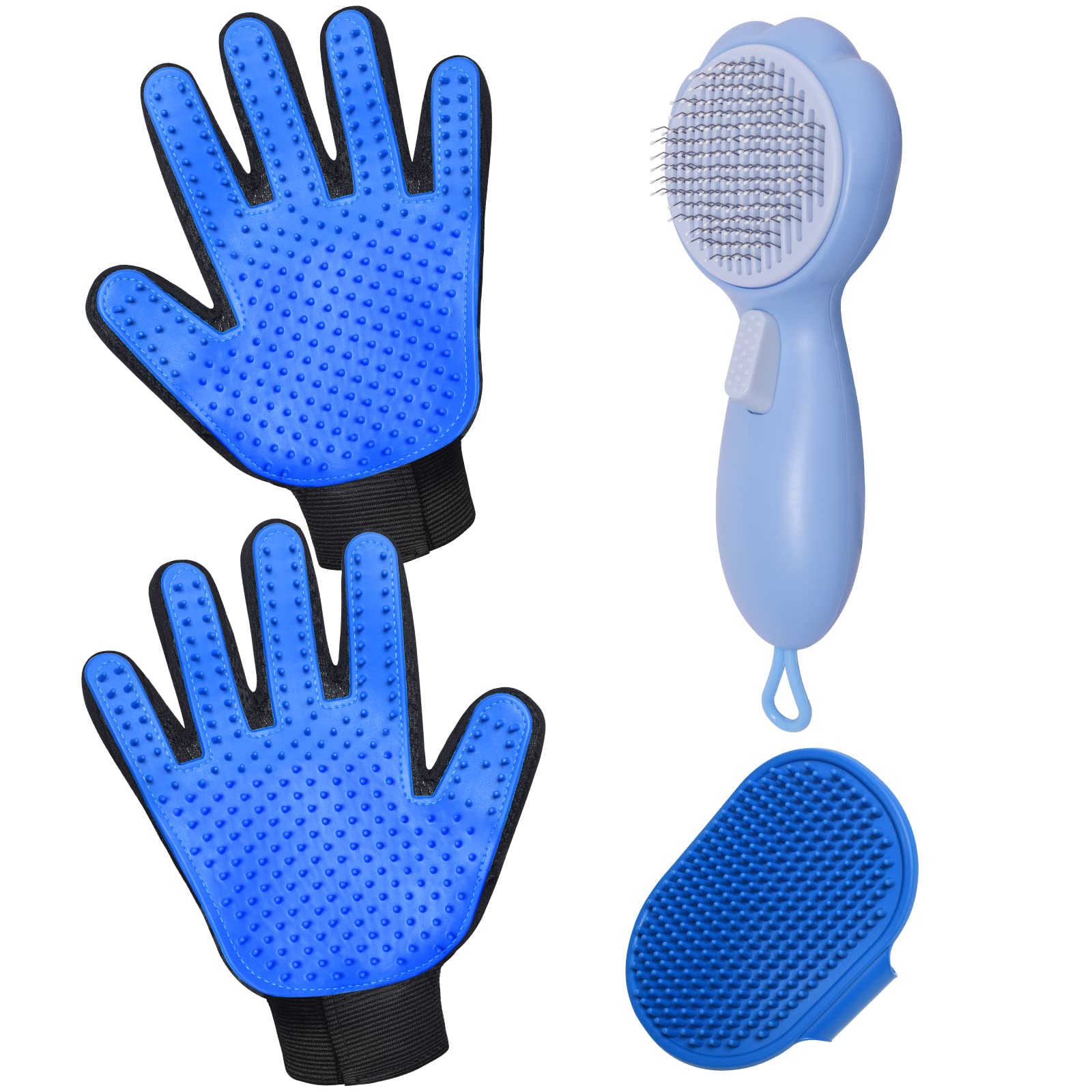 Gjease Cat Grooming Glove Brush,Self-Cleaning Slicker Pet Brush For Short And Long Haired Pats,Dog Bath Brush For Shedding And Grooming,Removes Loose Hair And Tangles,Promote Circulation