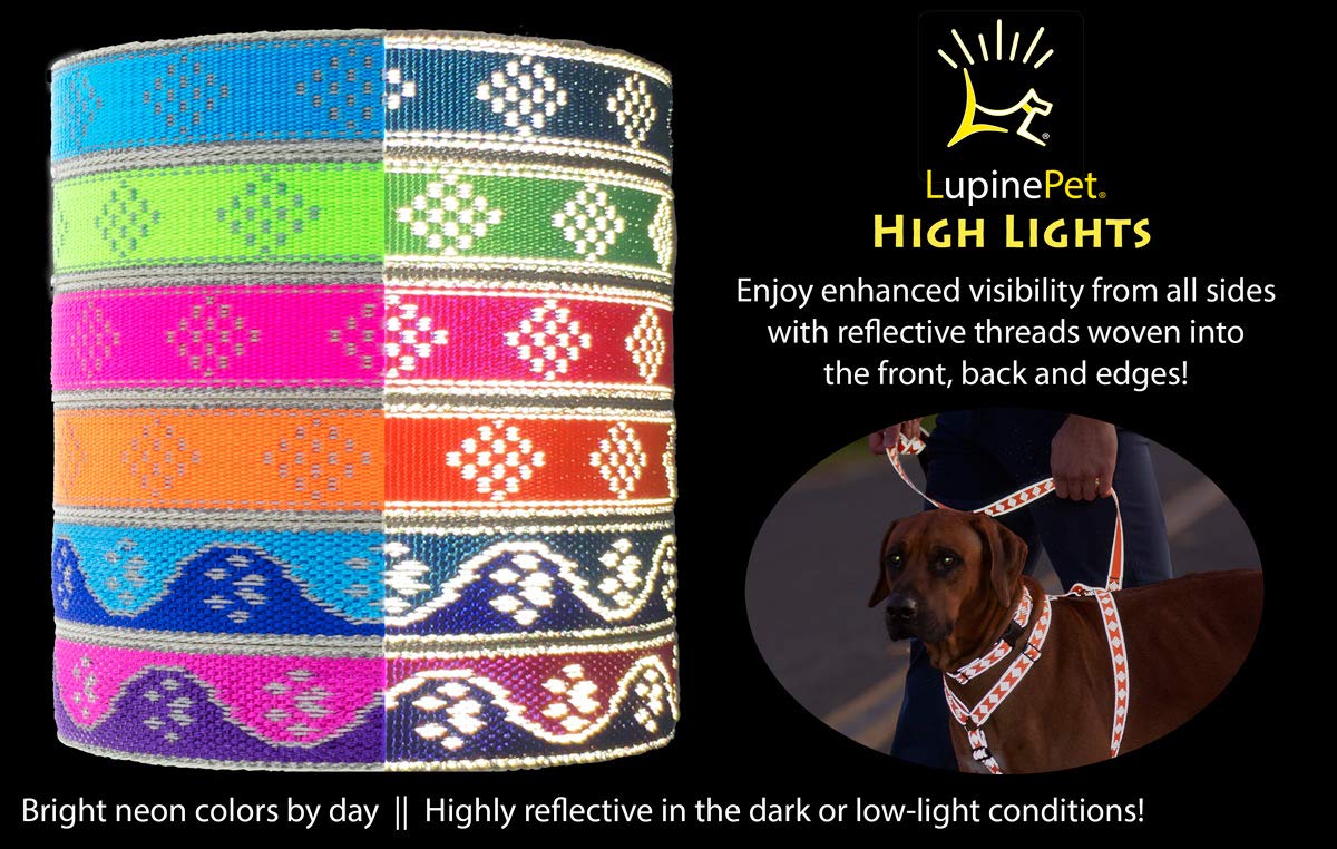 Lupine Reflective Large Adjustable Dog Harness 1'' Wide Blue Diamond with 24-38'' Girth