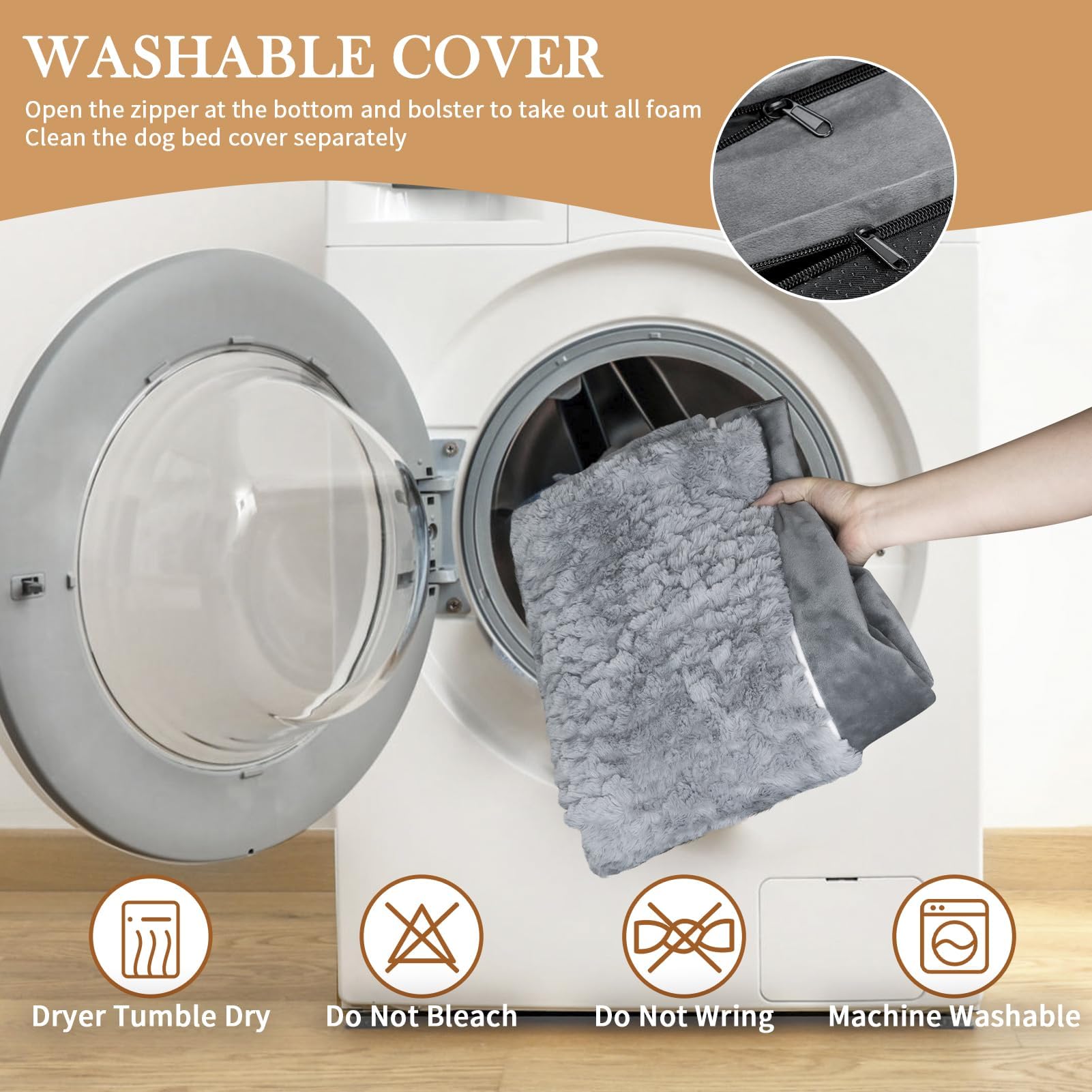 Comfort Expression Large Dog Beds Waterproof Orthopedic Foam Dog Sofa Beds Comfy Pet Bed With Washable Removable Cover & Non-Sli