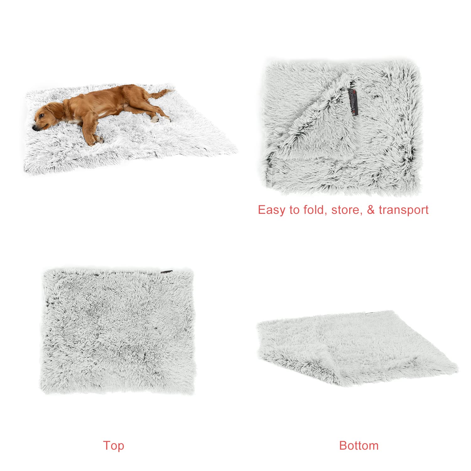 Best Friends By Sheri Calming Shag Fur Pet Throw Blanket, Frost, 30'X40'