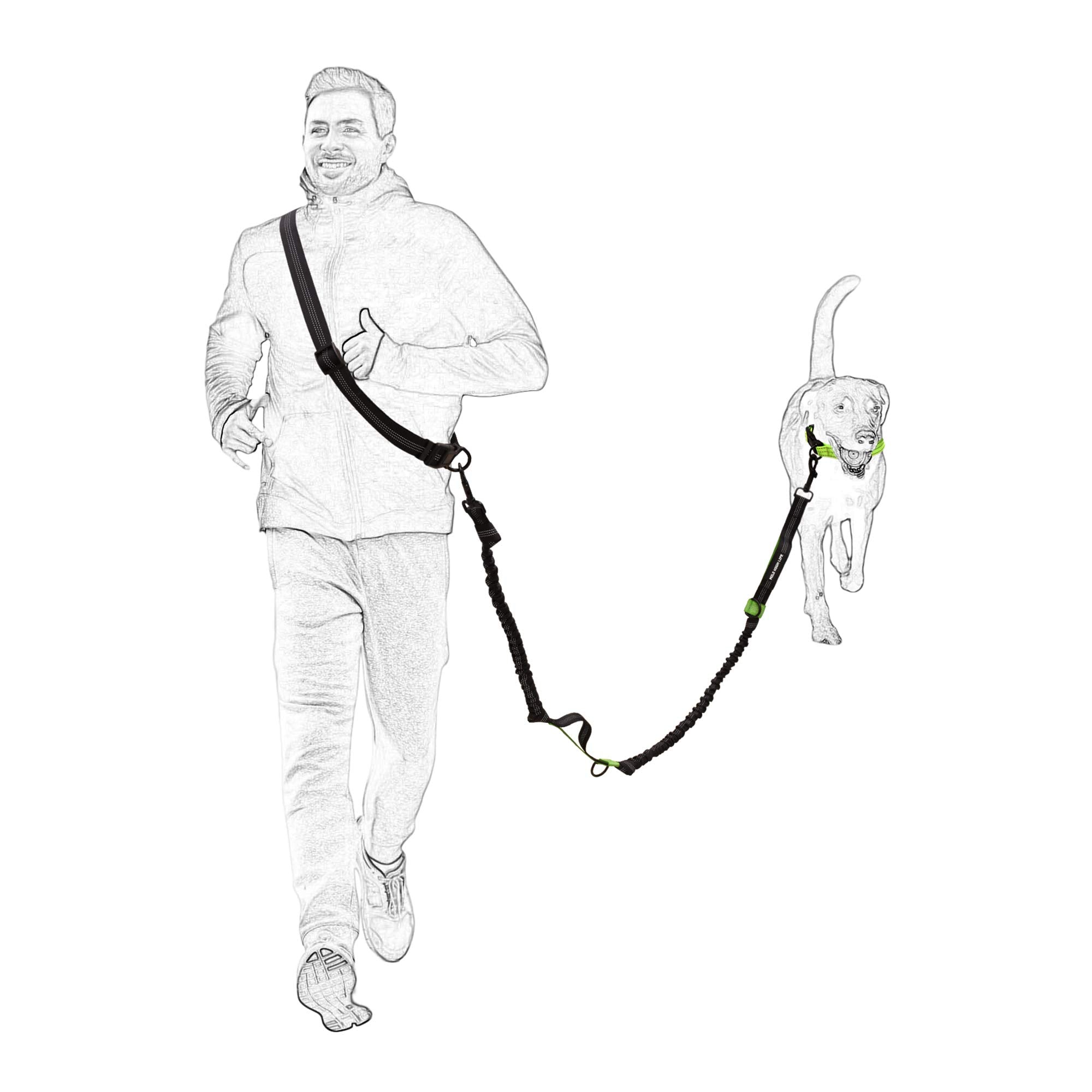 Mile High Life | Retractable Hands Free Dog 7Ft Leash | Waist Running Adjustable | Reflective Dual Black Bungees | Dual Handles | Small Medium Large Dogs | (Blue)
