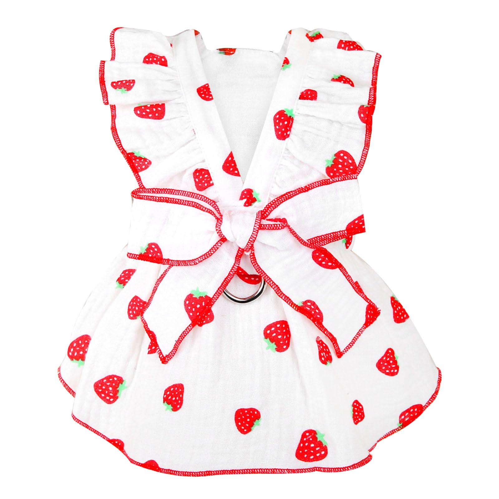 Dog Dresses For Small Dogs Girl Female Clothes Cat Clothes Cat Dress Cute Cotton Extra Summer Clothes Bow Decor Printed Strawber