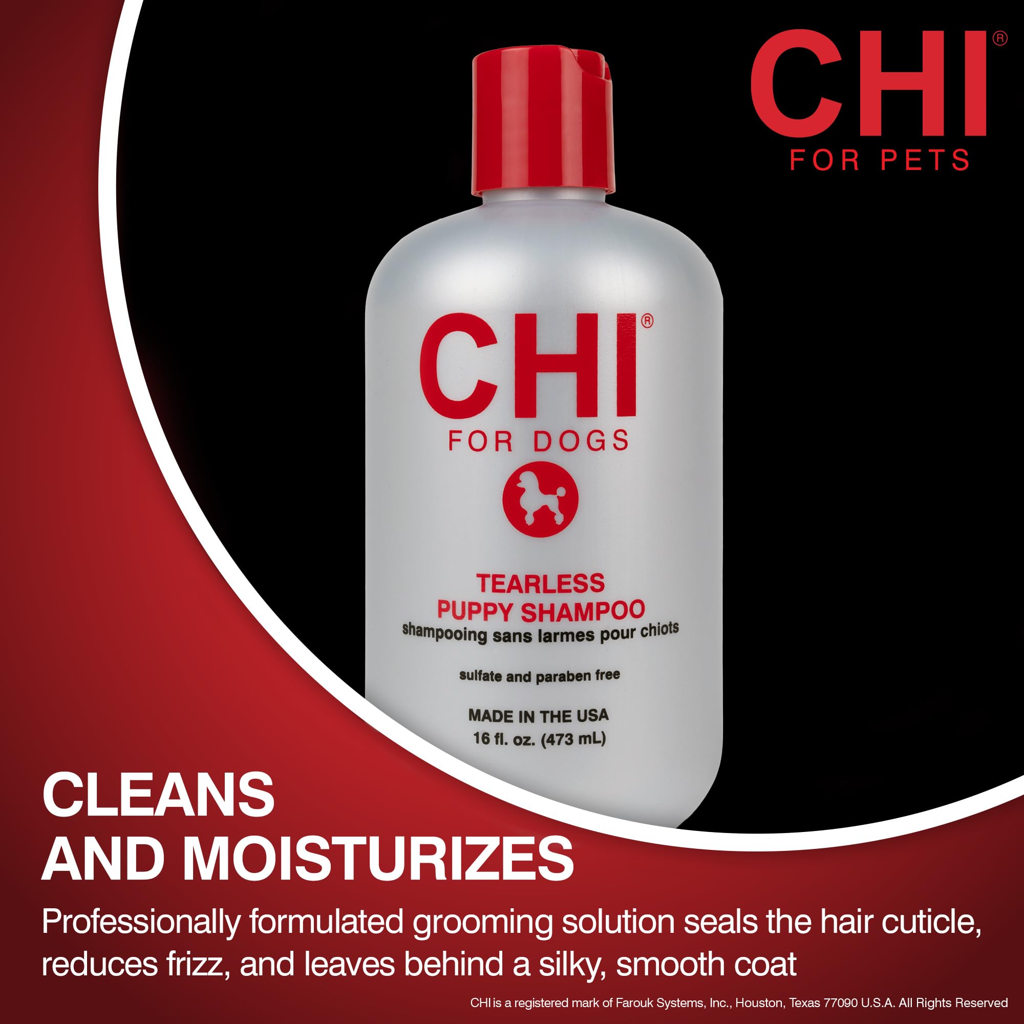 Chi Tearless Puppy Shampoo For Dogs, 16 Oz | Best Gentle Tearless Puppy Shampoo | Sulfate & Paraben Free, Ph Balanced For Dogs, Made In The Usa