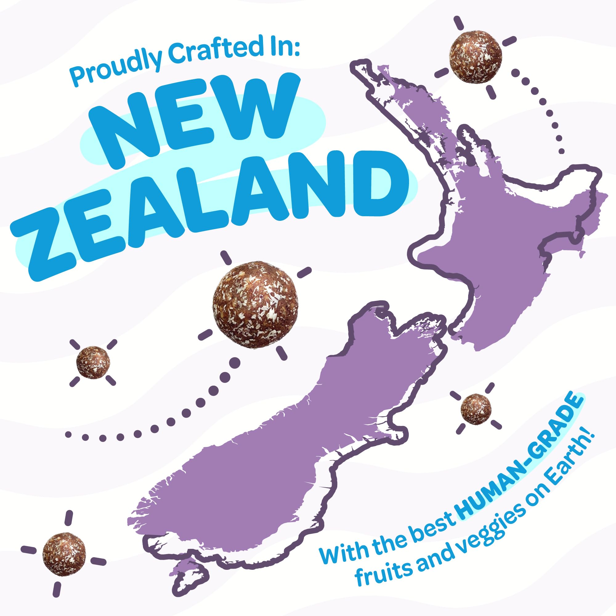 TREAT-A-BALLS Chewy & Soft Dog Treats Bulk - All Natural, Non-GMO, Gluten Free - All Breeds, Sizes, Ages - Made in New Zealand -