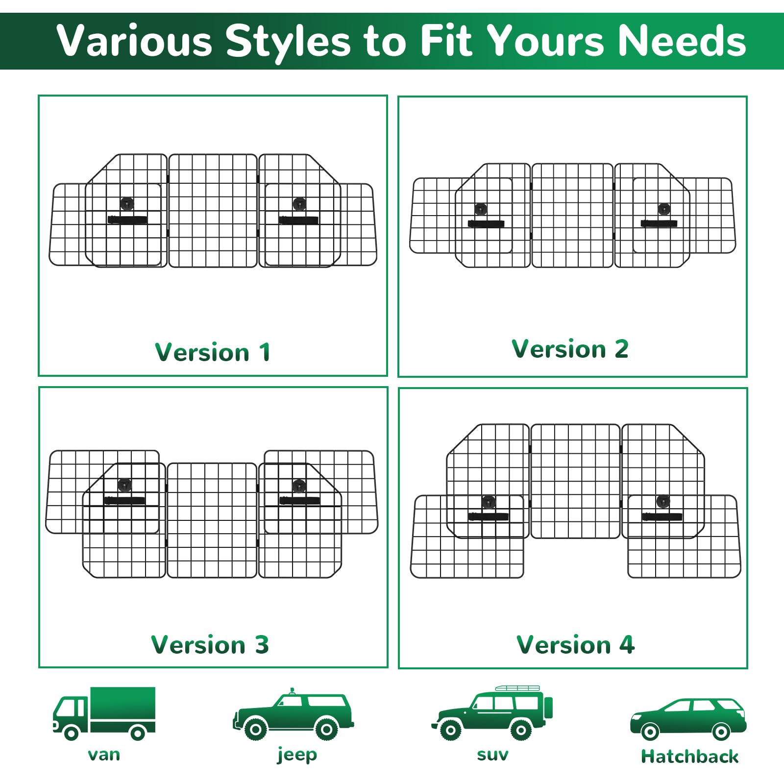 Haitral Universal-Fit Dog Barrier, Adjustable Suv/Car/Truck Divider, Heavy-Duty Wire Mesh Pet Guard, Back Seat Separator, Safety