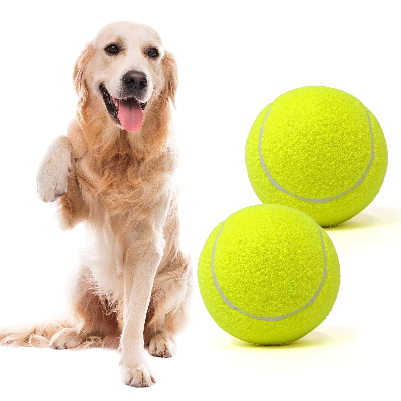 Mrycz Fyrhd Tennis Ball Dog Toys 2 Pack - Giant 4-Inch Durable And Safe Fetch Tennis Ball For Dogs With Mesh Bag, Large Dog Tenn