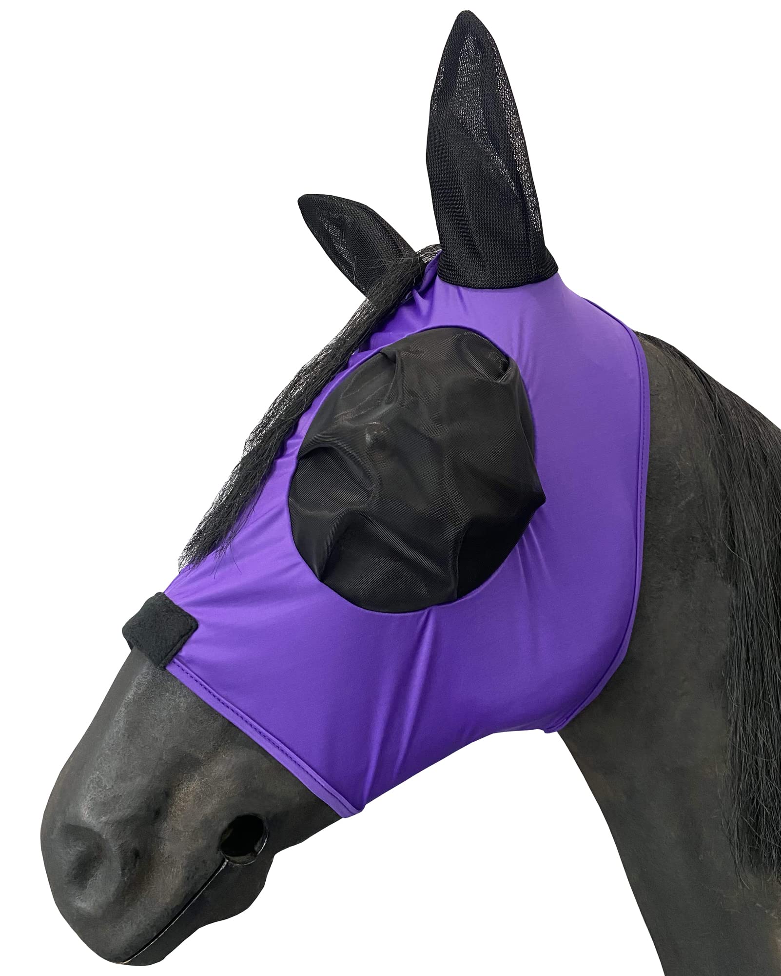 LEAFOREST Horse Mesh Fly Mask with Ears, Soft Lycra Mesh Mask Anti-UV with Ears Violet, Cob