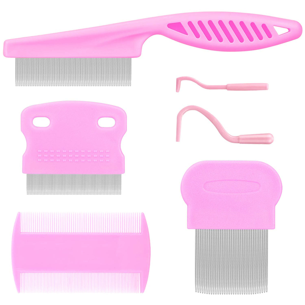 Cat Comb Dog Comb Fine Tooth Comb Pet Comb Grooming Set For Grooming And Removing Dandruff Flakes Remove Float Hair Tear Marks (Pink)