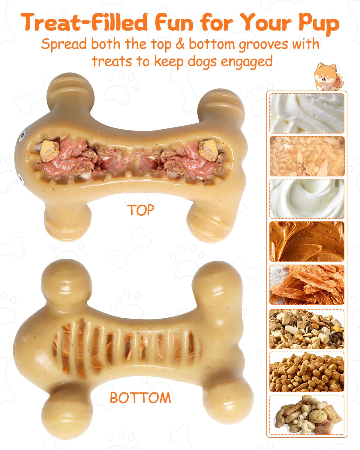 Krauzpet Dog Toys For Aggressive Chewers Large Medium Breed, Interactive Treat Dispenser Chew Toy To Keep Dogs Busy, Indestructi