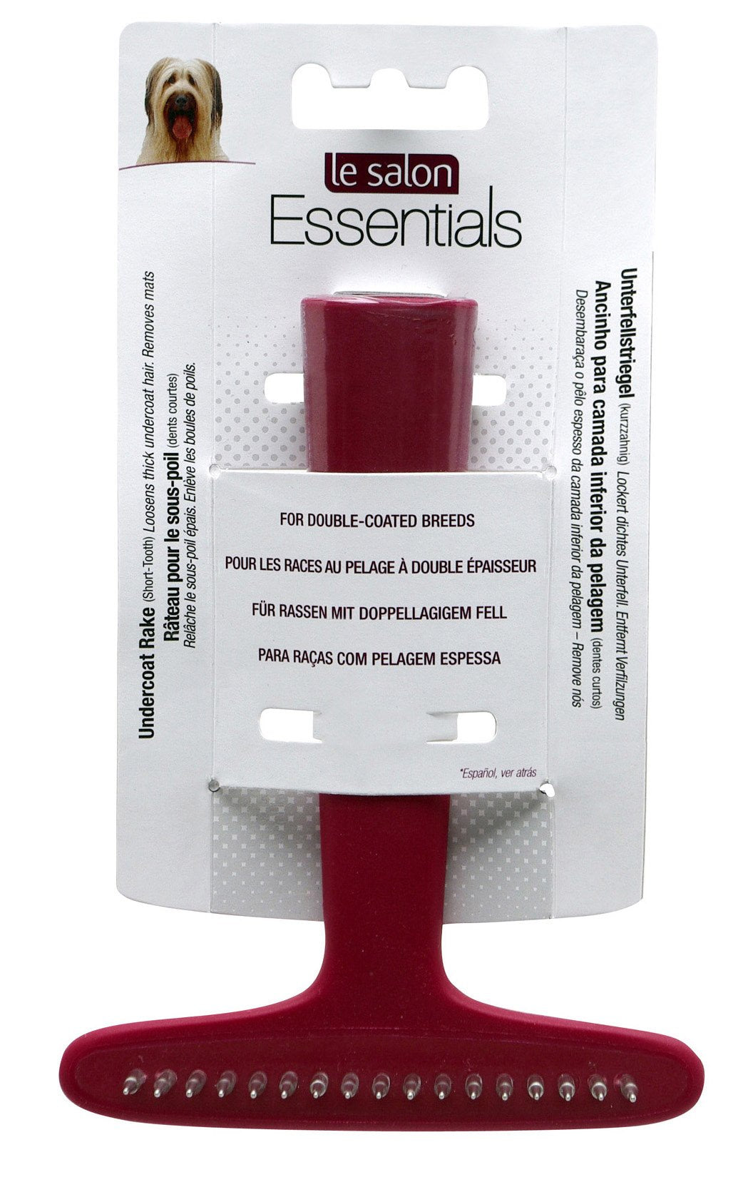 Le Salon Essentials Single Undercoat Dog Rake, Short-Tooth 17-Pin Rake