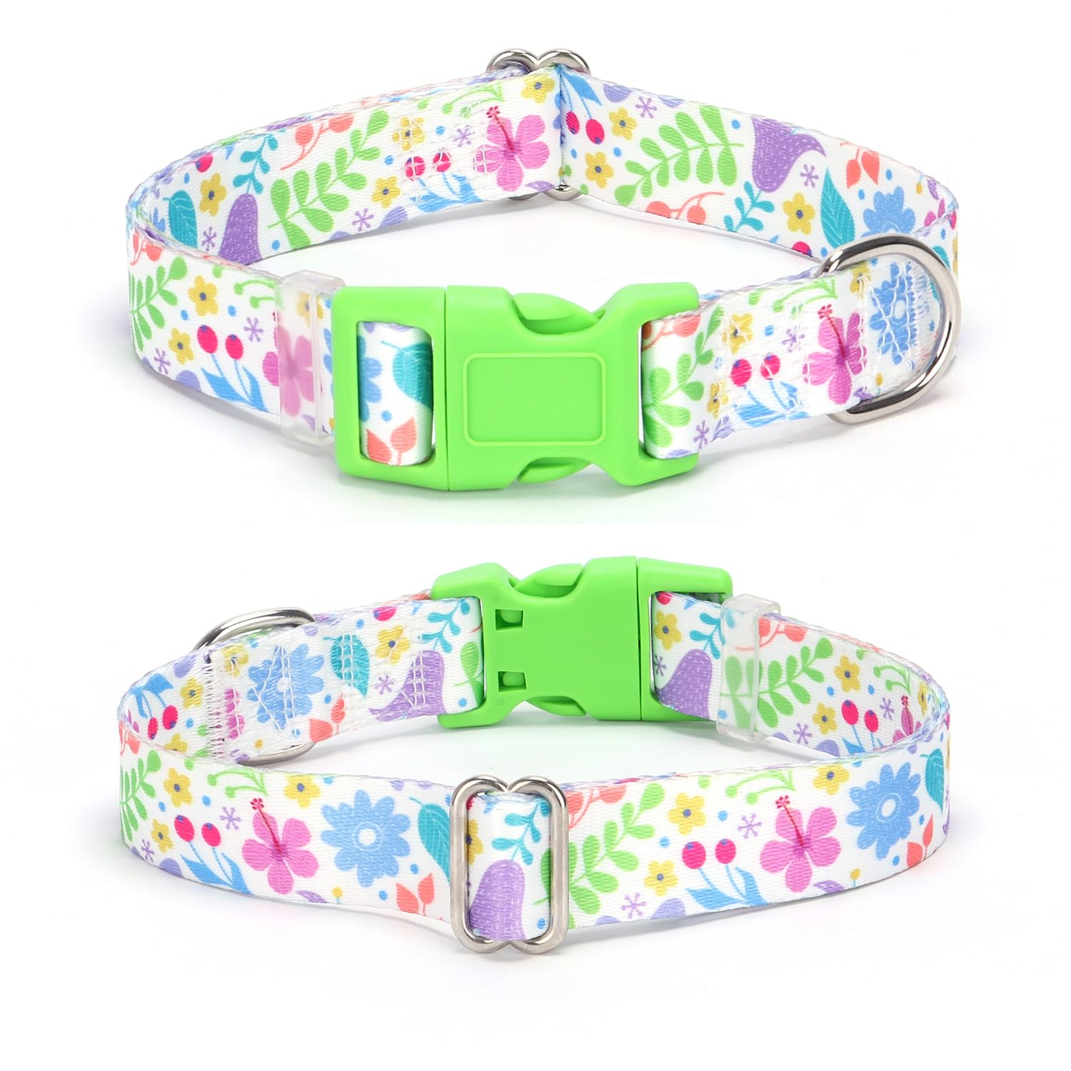 Cute Dog Collar for Small Dogs, Pretty Floral Pattern Design Quick Release Buckle Soft Nylon Girl Puppy Collars Adjustable for X