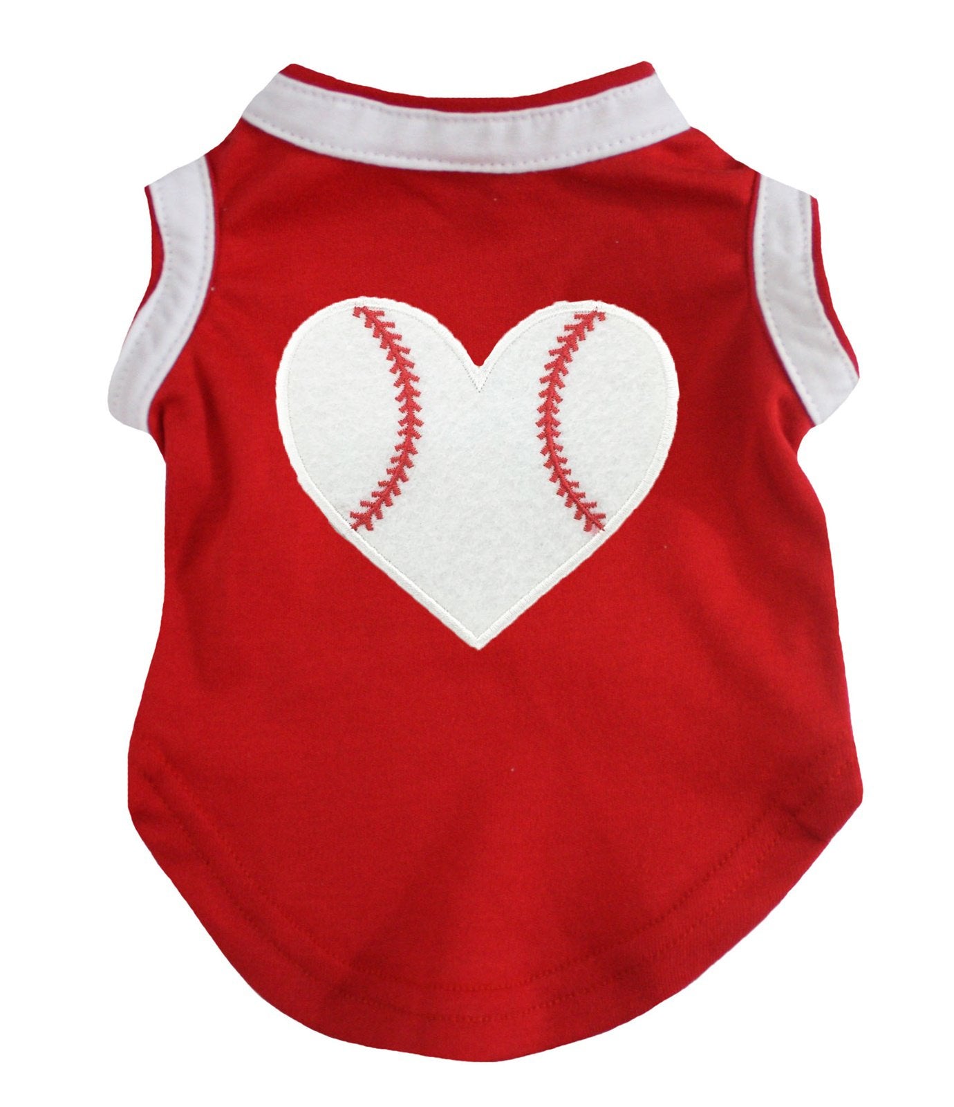 Petitebella Baseball Heart Puppy Dog Shirt (Red, Xx-Large)