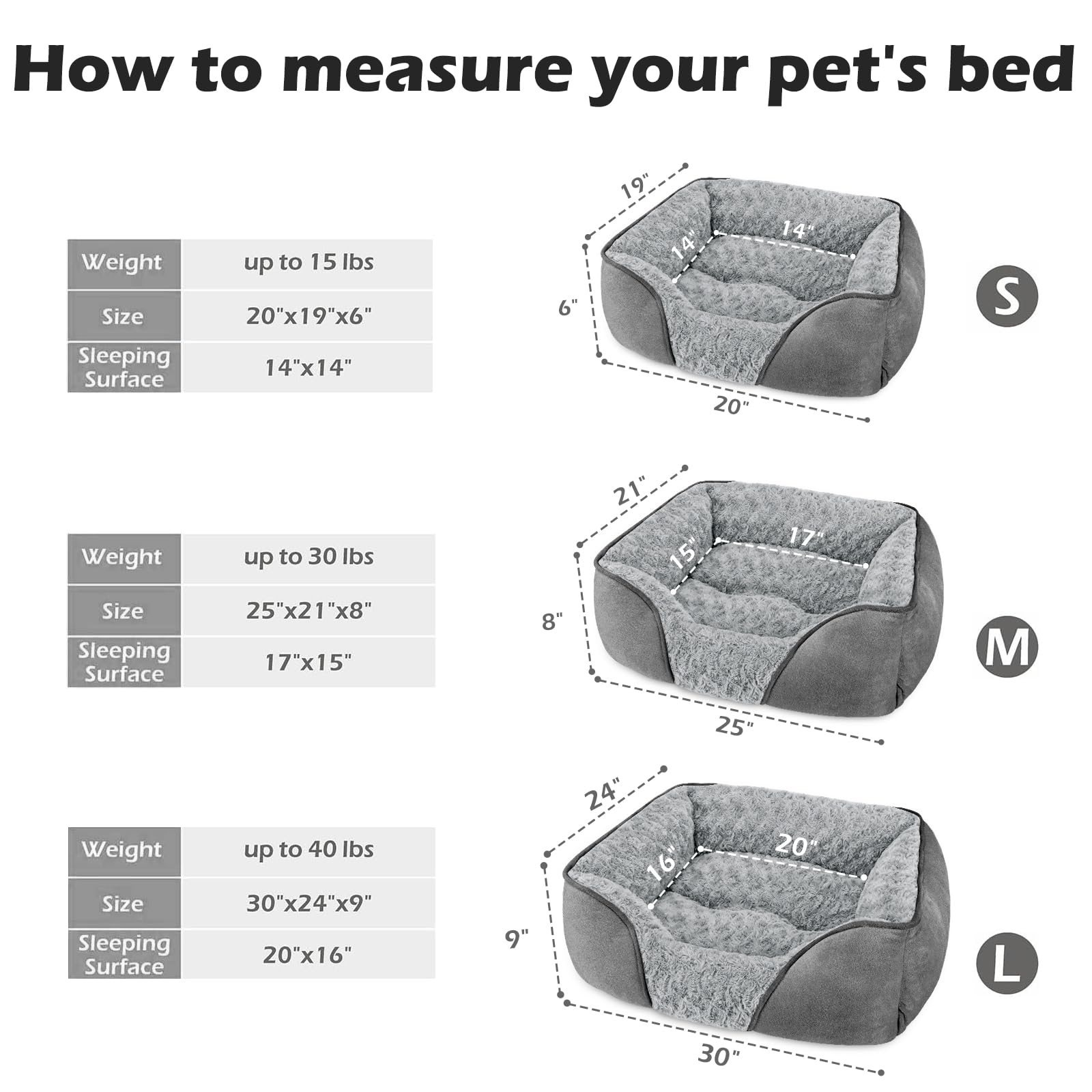 INVENHO Large Dog Bed Rectangle Washable Orthopedic Soft Calming Sleeping Durable Pet Cuddler with Anti-Slip Bottom
