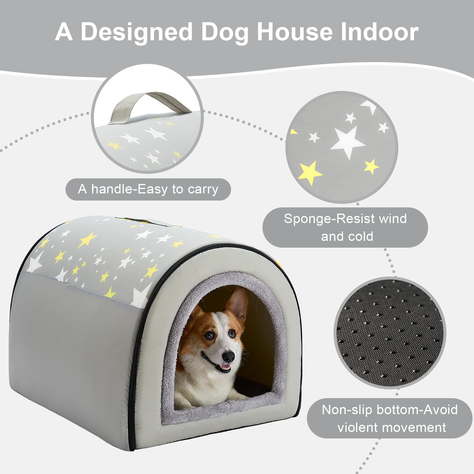 Jiupety 2 In 1 Dog House Indoor, Comfy Cave Bed Covered Dog Bed, Portable House For Large Dogs, 3Xl(39''  32''  28''), Up To 90