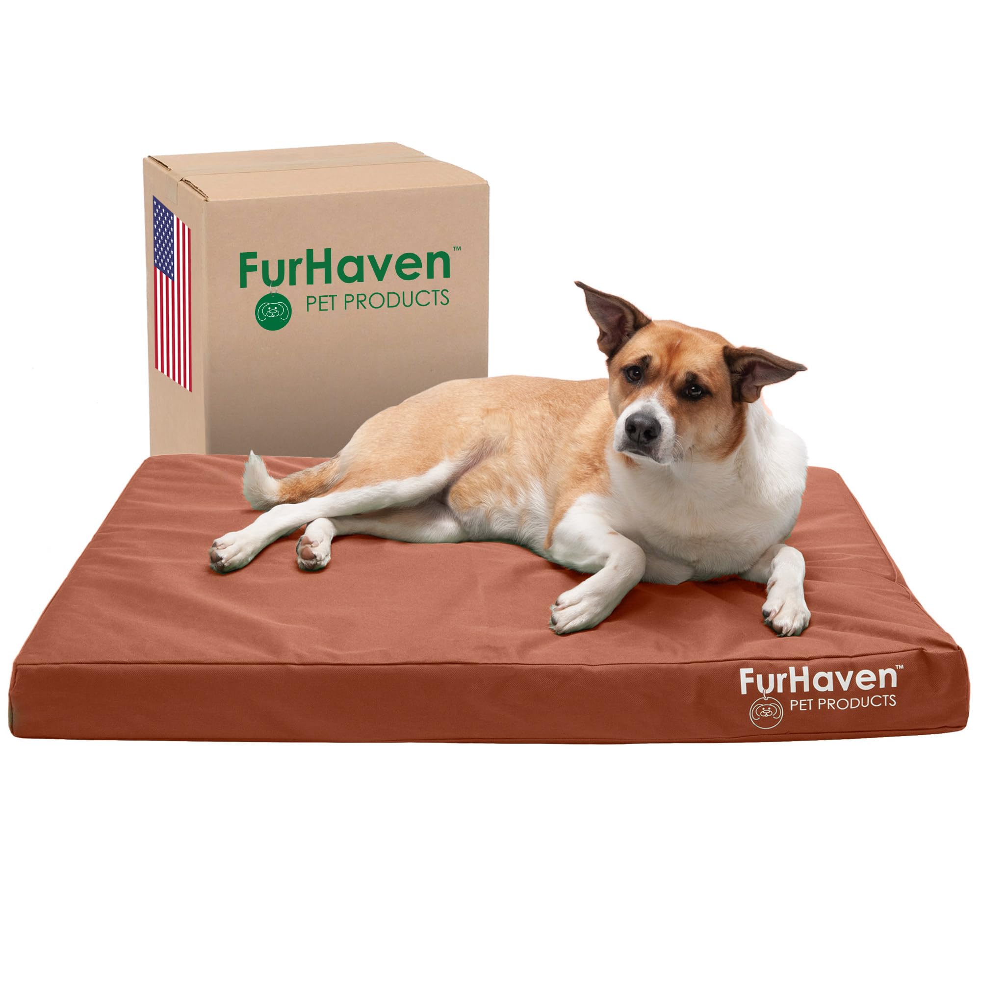 Furhaven Water-Resistant Cooling Gel Dog Bed for Large/Medium Dogs w/ Removable Washable Cover, For Dogs Up to 55 lbs - Indoor/O