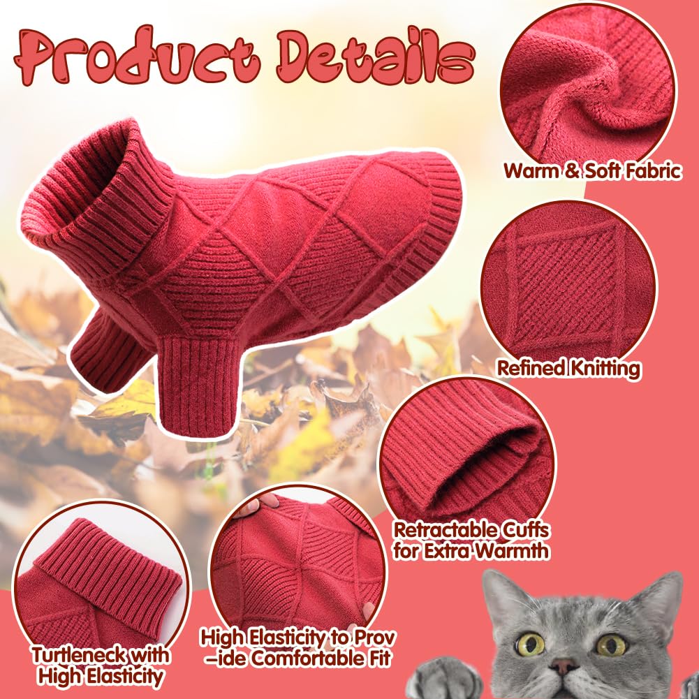 Emust Dog Sweaters For Large Dogs, Elastic Large Dog Sweater With Sleeves, Soft Dog Turtleneck Sweater For Fall & Winter, Red 3X