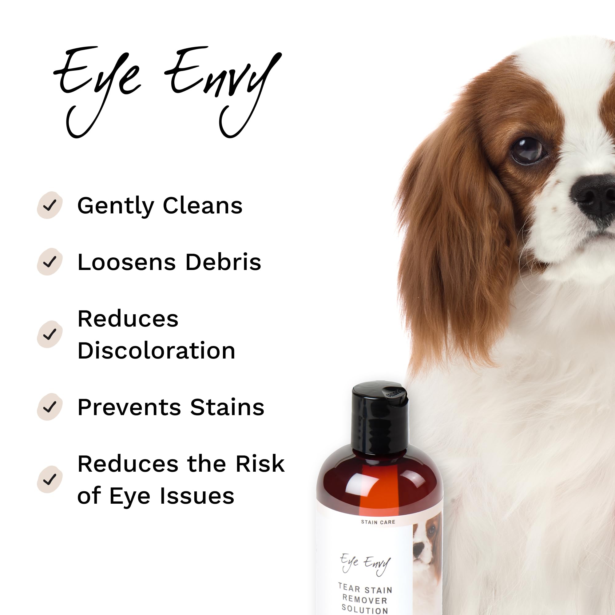 Eye Envy Tear Stain Remover Solution for Dogs. 100% Natural, Safe. Treats The Cause of Stains. Recommended by AKC Breeders, Vets