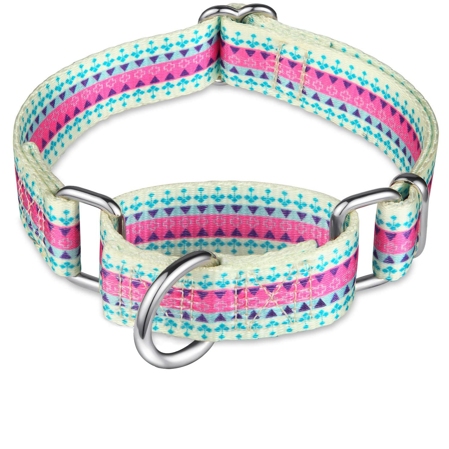 Dazzber Martingale Collar Floral Print Dog Collar - No Pull Pet Collar, Heavy Duty For Medium Dogs, Adjustable Neck 14 Inch To 2