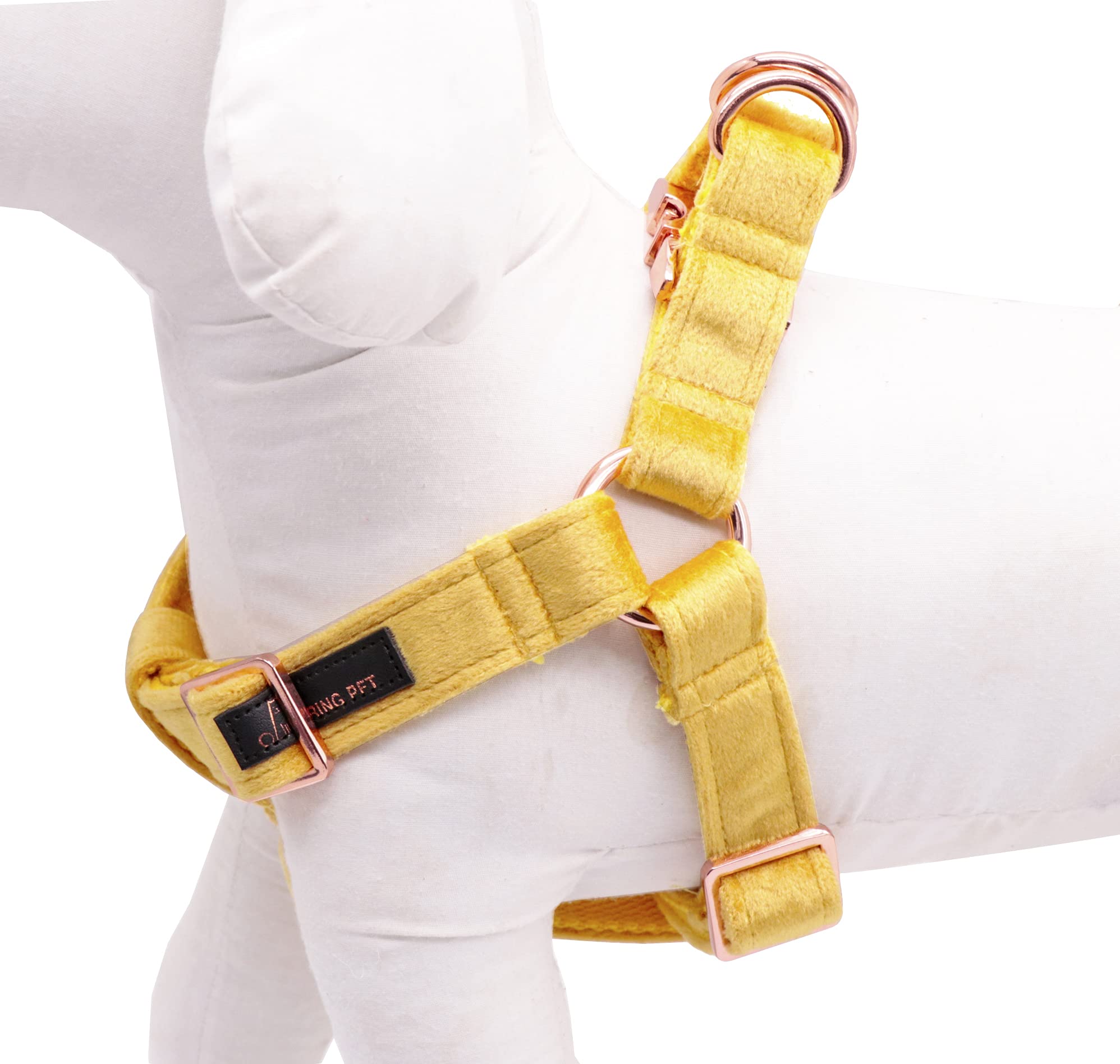 Aring Pet Velvet Dog Halter Harness, Small, Yellow, Elegant And Vibrant, Unique And Safe Design, Durable Metal Buckle