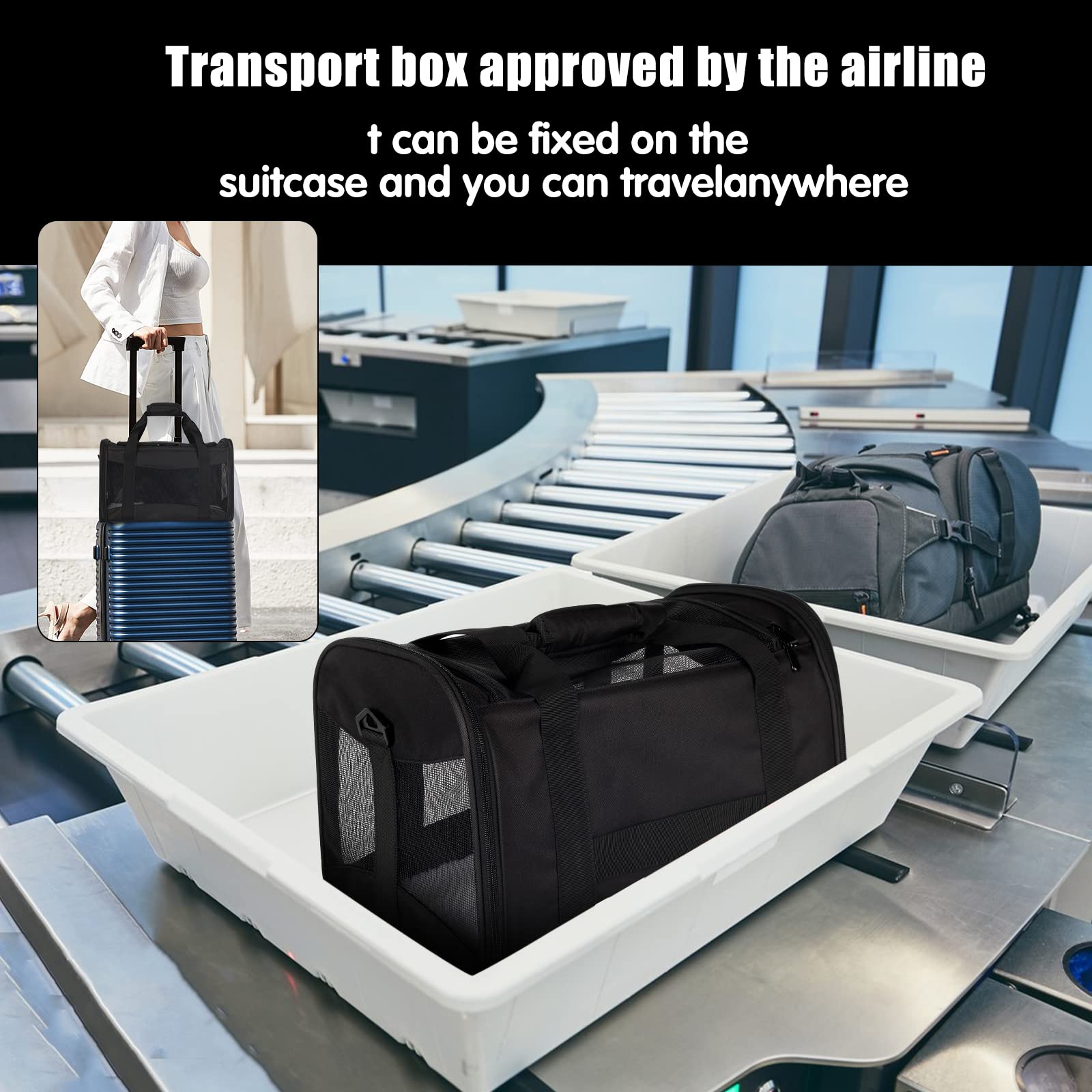 Cat Carrying Case - Pet Carrier Airline Approved, Protable And Breathable Pet Travel Carrier Removable Fleece Pad, Collapsible Cat Carrier Dog Carrier For Medium Cats Small Cats Dogs (X-Large, Black)