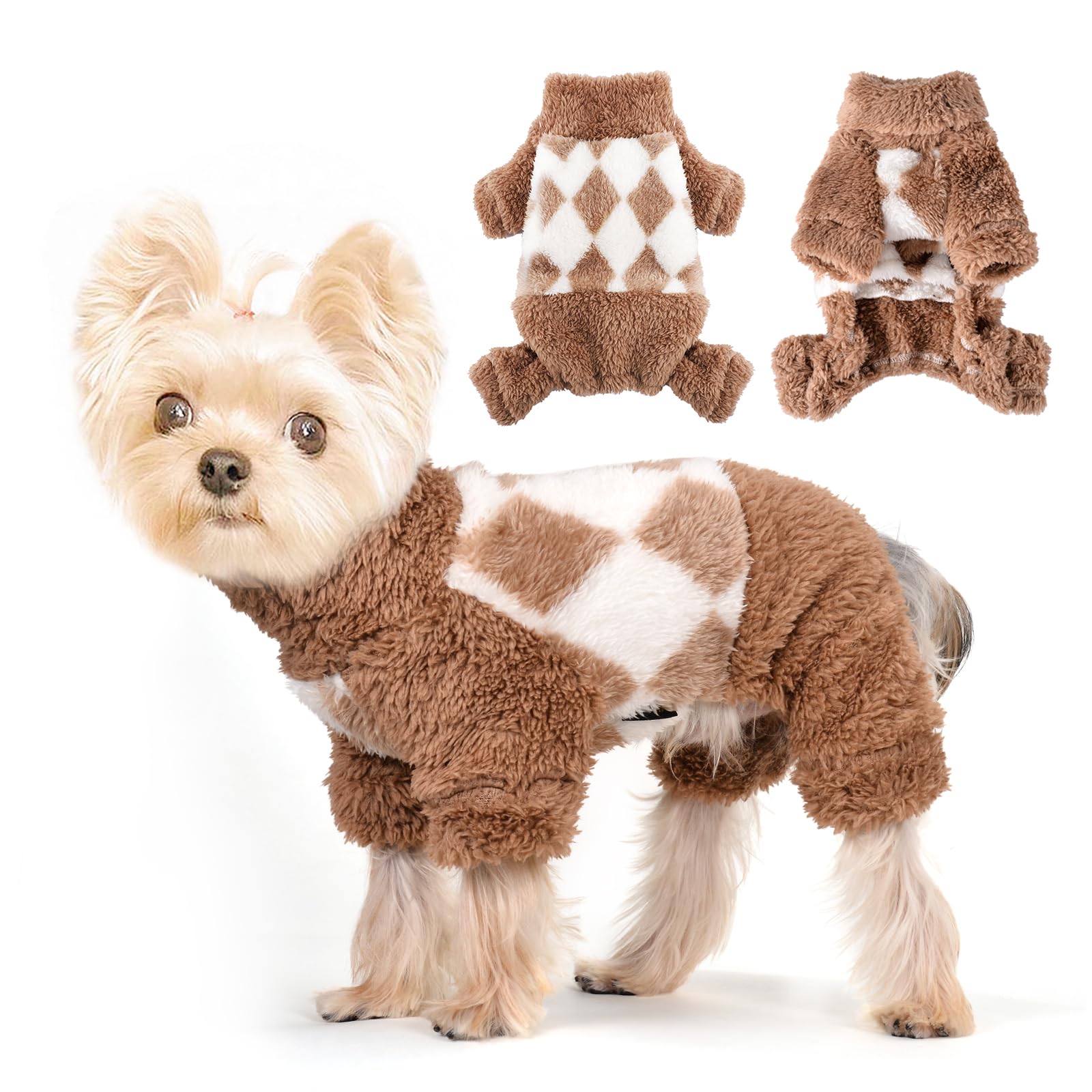XXS Dog Sweater Spring Dog Pajamas Dog Pjs for Small Dogs Girl Dog Sweater Chihuahua Clothes Warm Dog Onesie Fleece Puppy Jumpsu