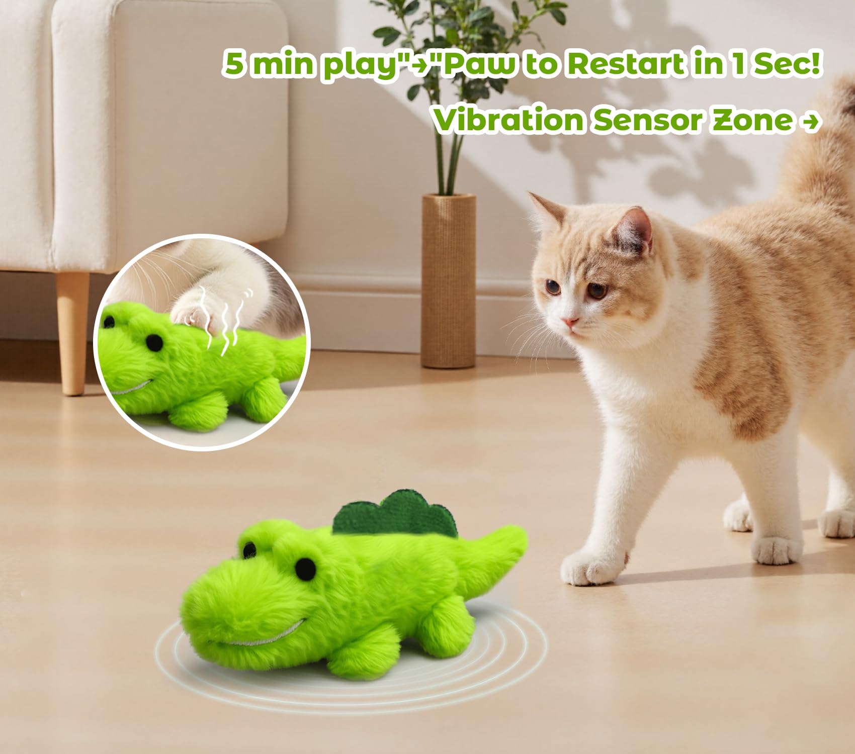 ZeLing HTL Interactive Cat Toys for Indoor Cats - Automatic Moving Cat Chase Toy for Bored Indoor Adult Cats - 360 Random Moveme