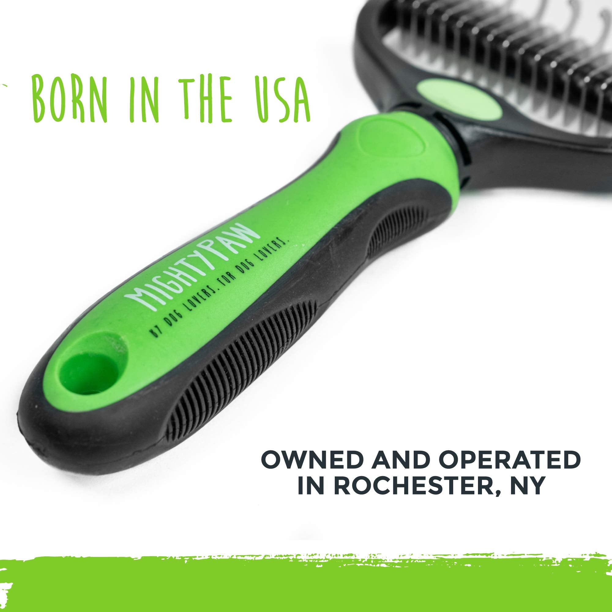 Mighty Paw Dog Grooming Brush | Pet Undercoat Dematting Rake With Rounded Teeth. Dog Comb For Detangling, Thinning, & Deshedding