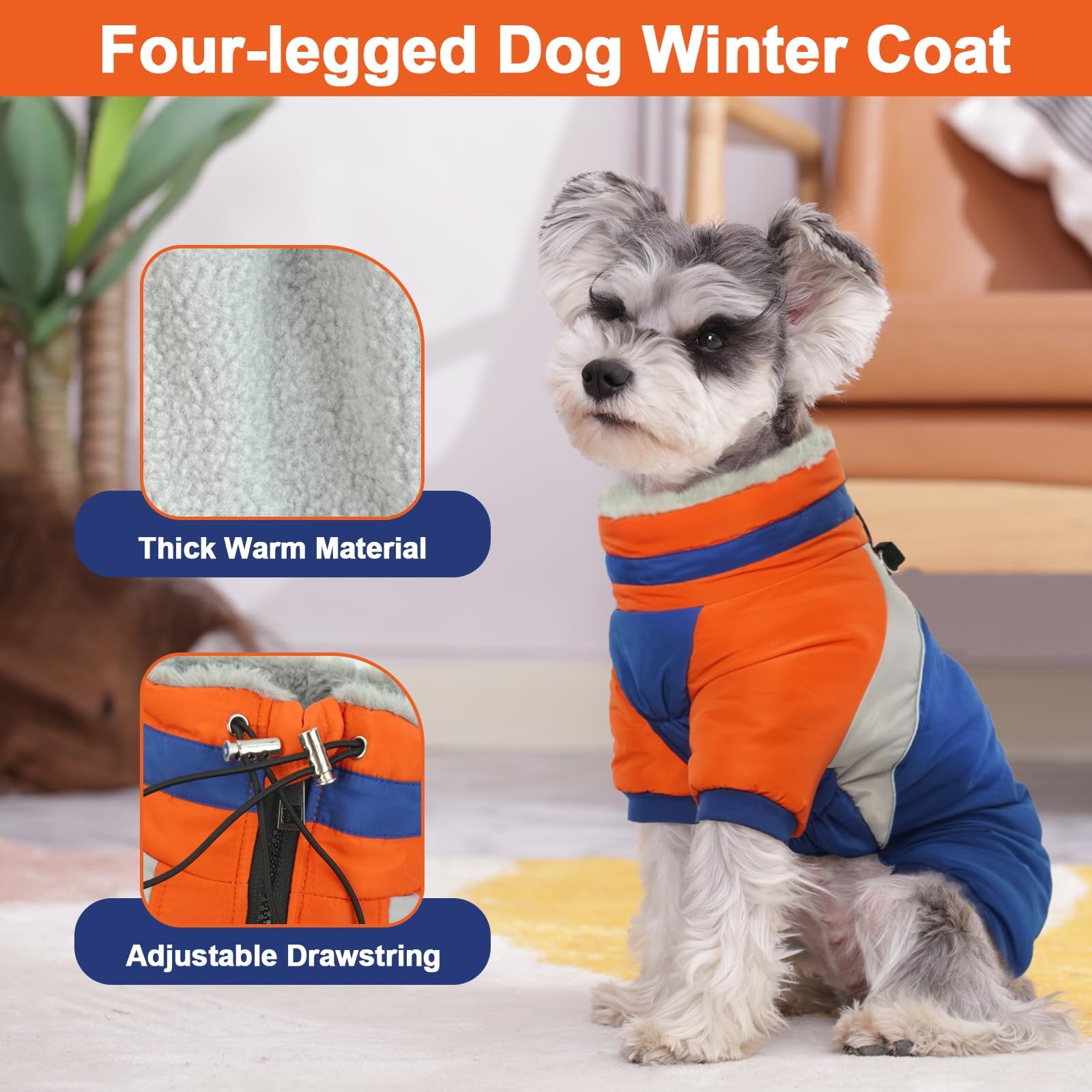 Kuoser Fullbody Dog Coat - Warm Winter Coat With Reflective Jacket & Built-In Harness, Suitable For Small Dogs Like Yorkie, Bich