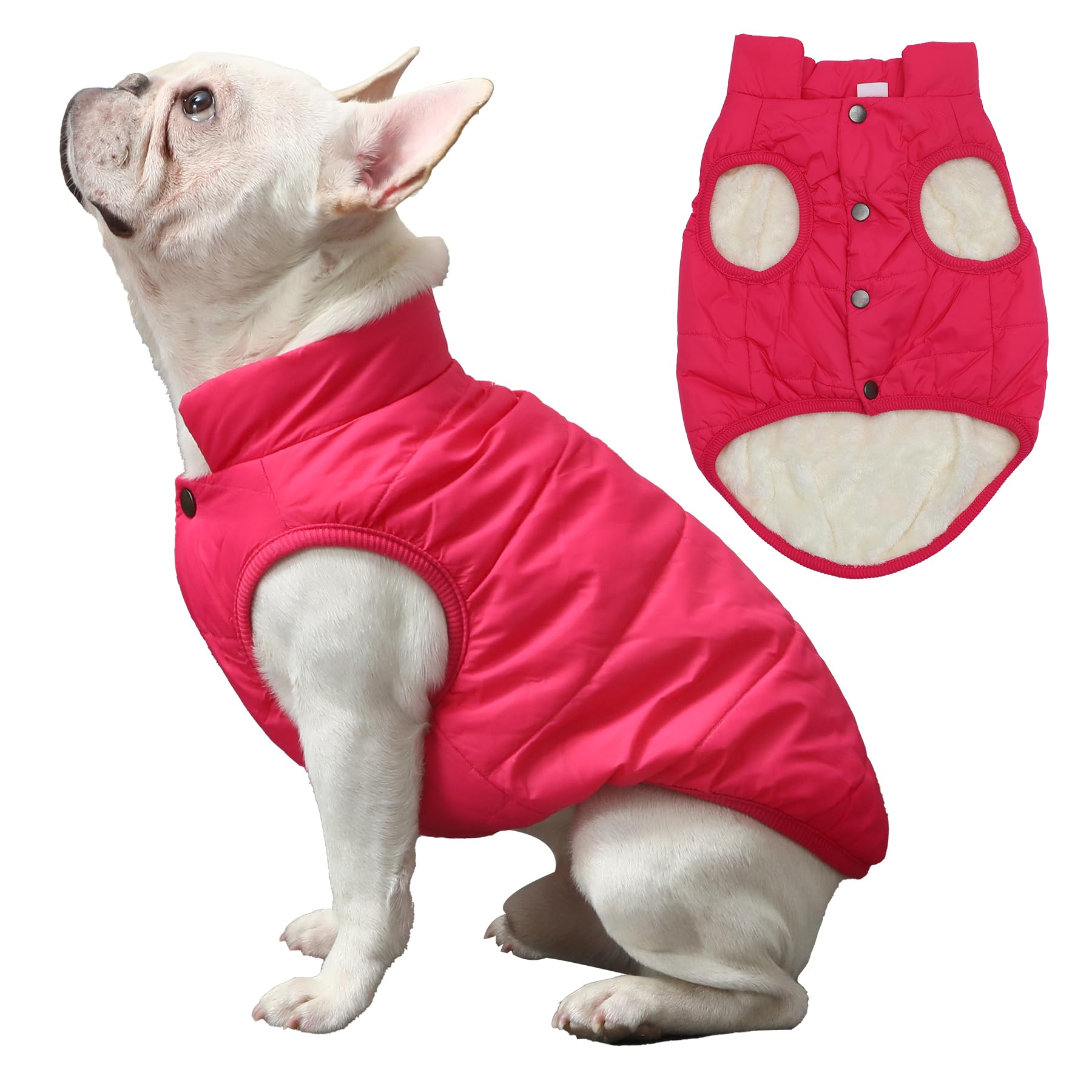 Joydaog 2 Layers Fleece Lined Warm Dog Jacket For Winter Cold Weather,Soft Windproof Medium Dog Coat,Pink L