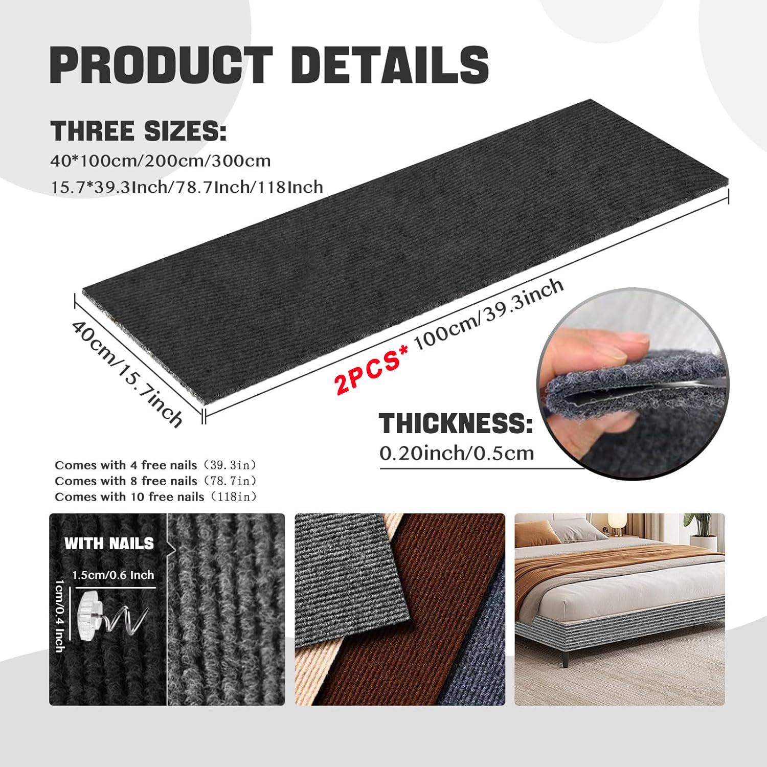 Cat Scratching Climbing Carpet Mat, Adhesive Trimmable Cat Post Covered Pad Replacement For Diy Cat Tree Shelf Couch Corner Wall