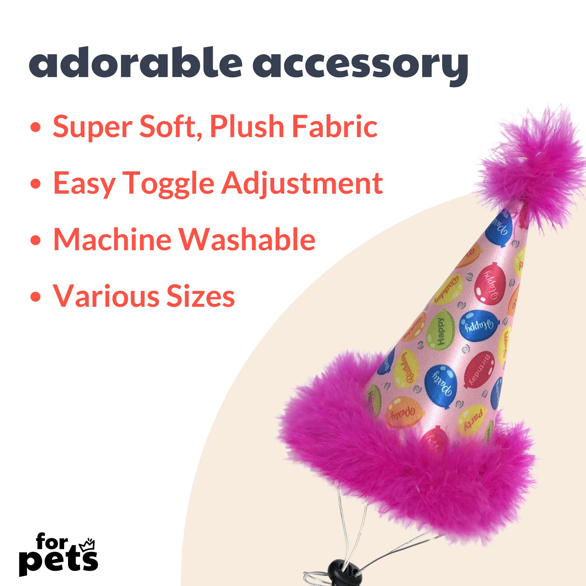 Huxley & Kent Pet Party Hat | Pink Party Time (Large) | Birthday Hat For Dogs And Cats | Adjustable Strap For Comfort And Stabil