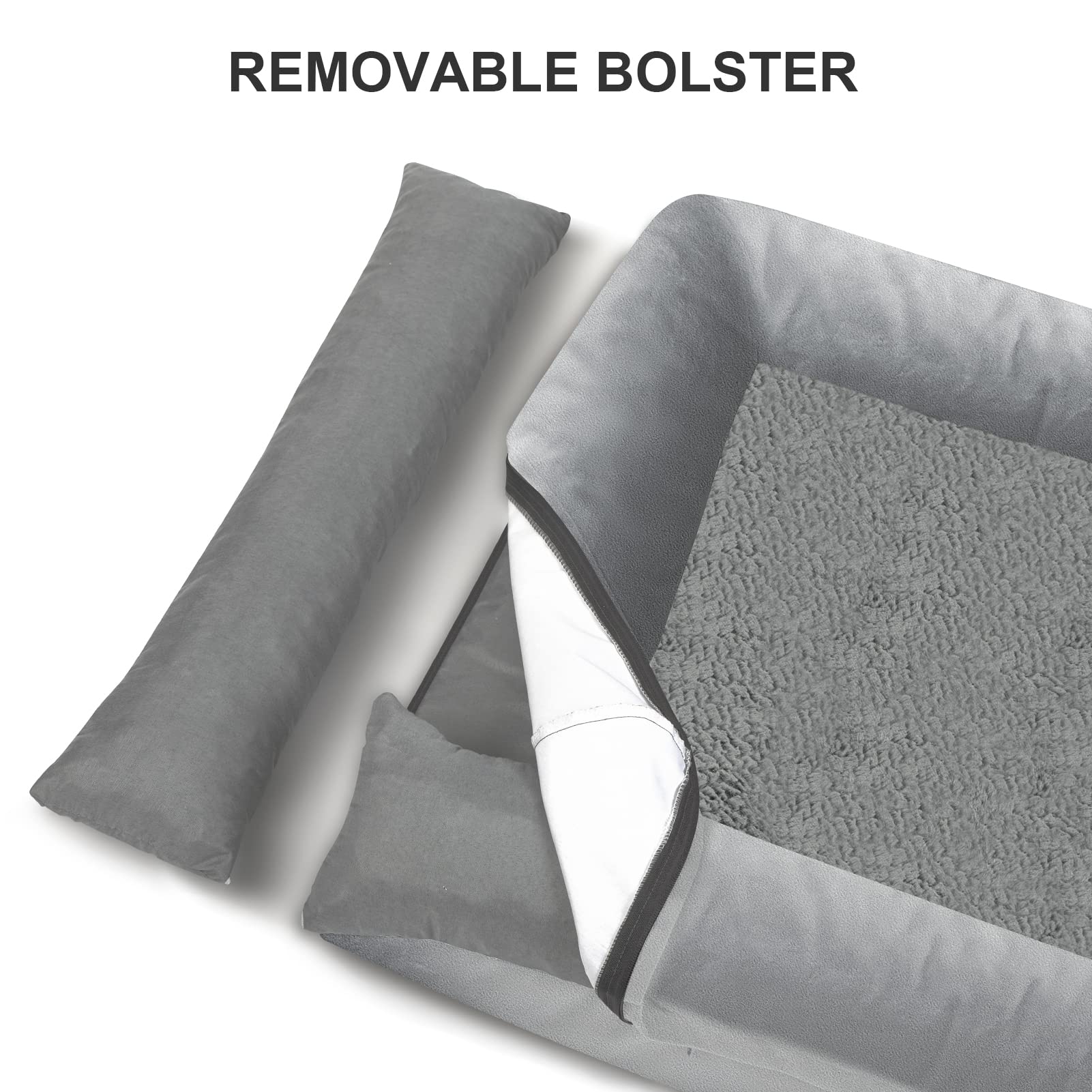 Yiruka Large Dog Bed, Grey Orthopedic Gel Memory Foam Dog Bed, Washable Dog Bed With Removable Cover, Waterproof Non-Slip Bottom Big Dog Couch Bed