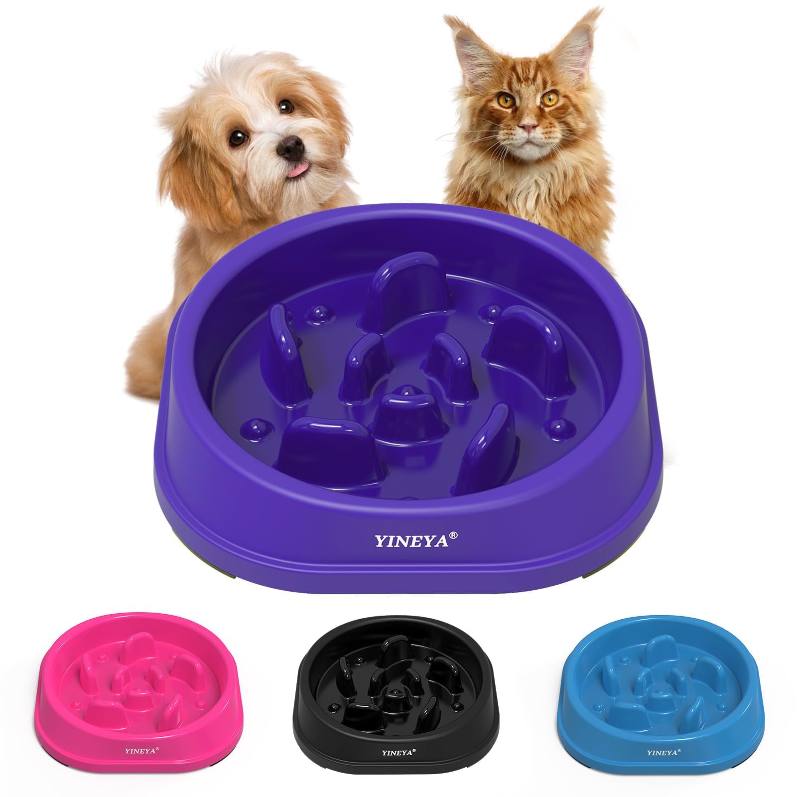 YINEYA Anti-Choking Slow Feeder Dog Bowls Small Size Dog, Slow Feeder Cat Bowl, Supplies and Puzzle for Pet