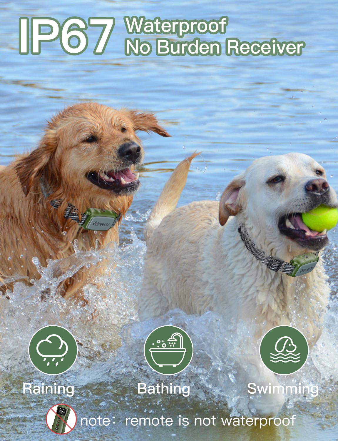 Airverse Dog Shock Collar 2 Dogs - 3300 Ft Waterproof Dog Training Collar With Remote, 3 Modes Electric Dog Training Collar,Beep