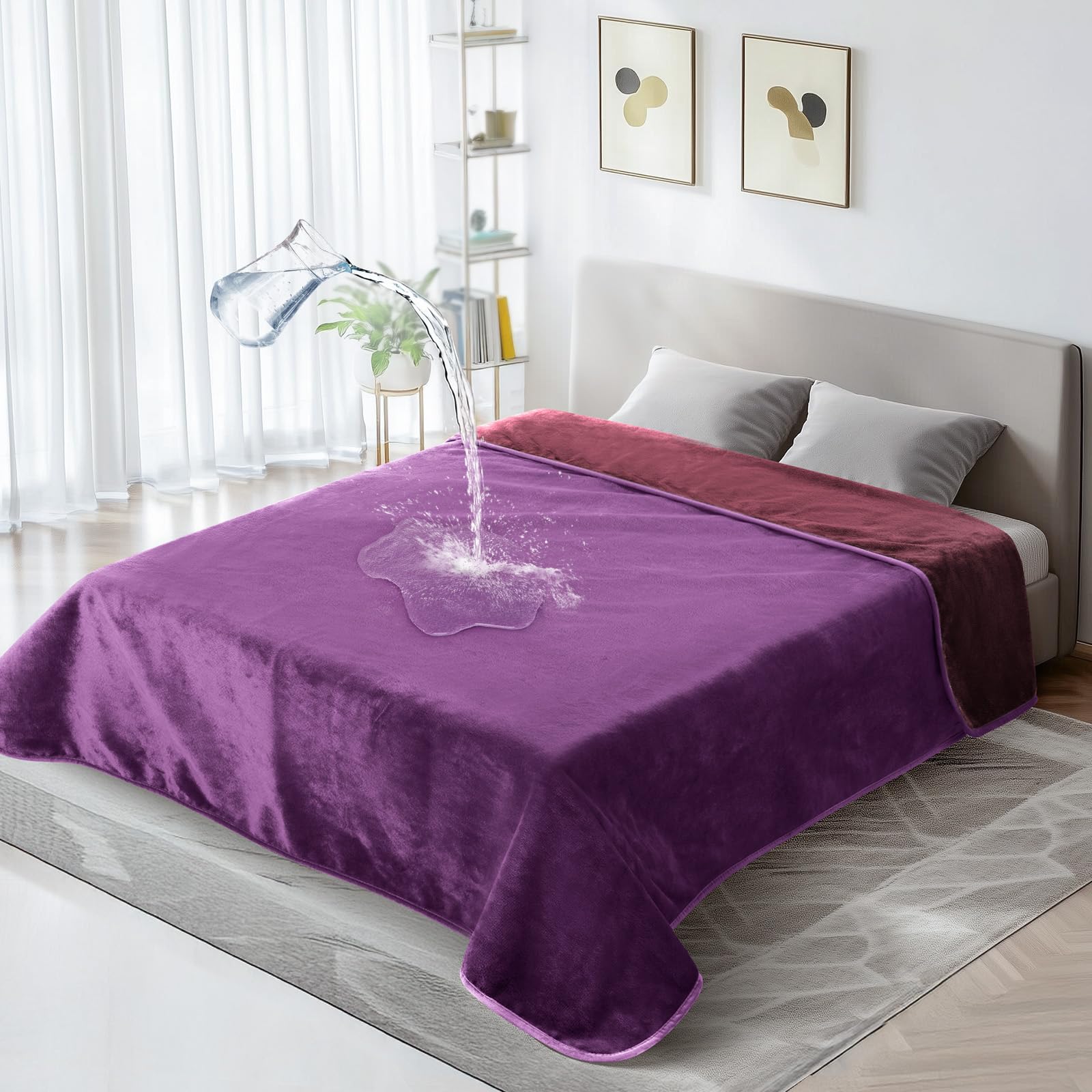 Loobani Waterproof Blanket For Bed: Reversible Flannel Love Blanket For Couch, Couples Blankets Large Size 60'' X 80'' Washable,