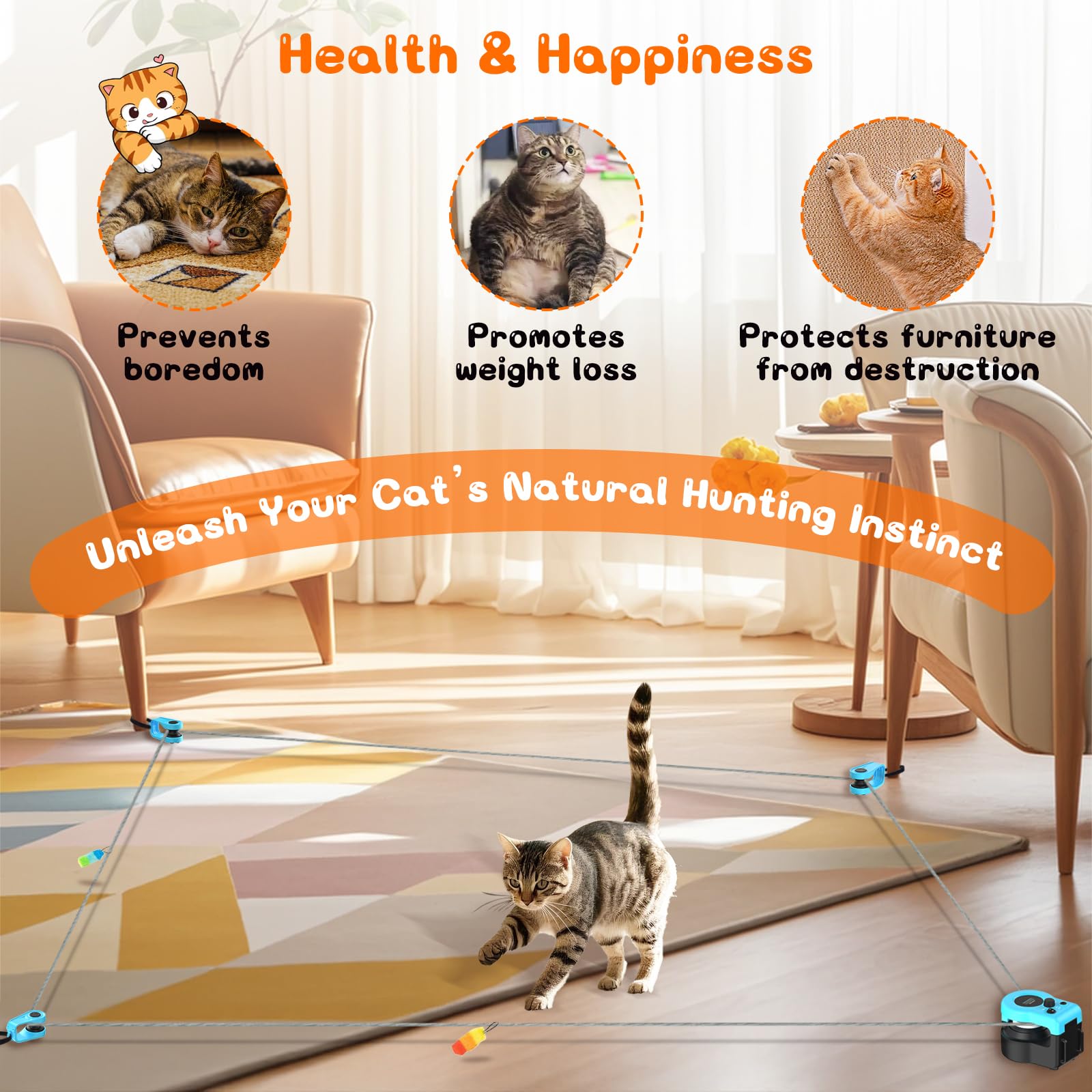 Interactive Cat Toy For Indoor - Automatic Cat Treadmill With Remote Control, 3 Speeds, Quiet Motor & Durable Design | Indoor Ch