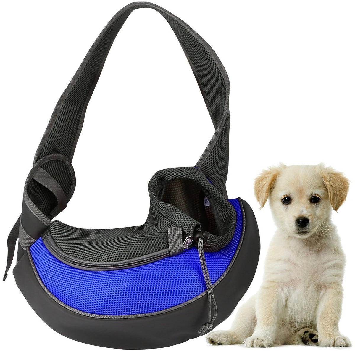 GPCT Pet Puppy Carrier Sling Hands-Free Shoulder Travel Bag. Great for Walking Your Pet. Dog Cat Pet Puppy Outdoor Reversible Pouch Mesh Shoulder Carry Bag Tote Handbag Carrier- (Blue Large)