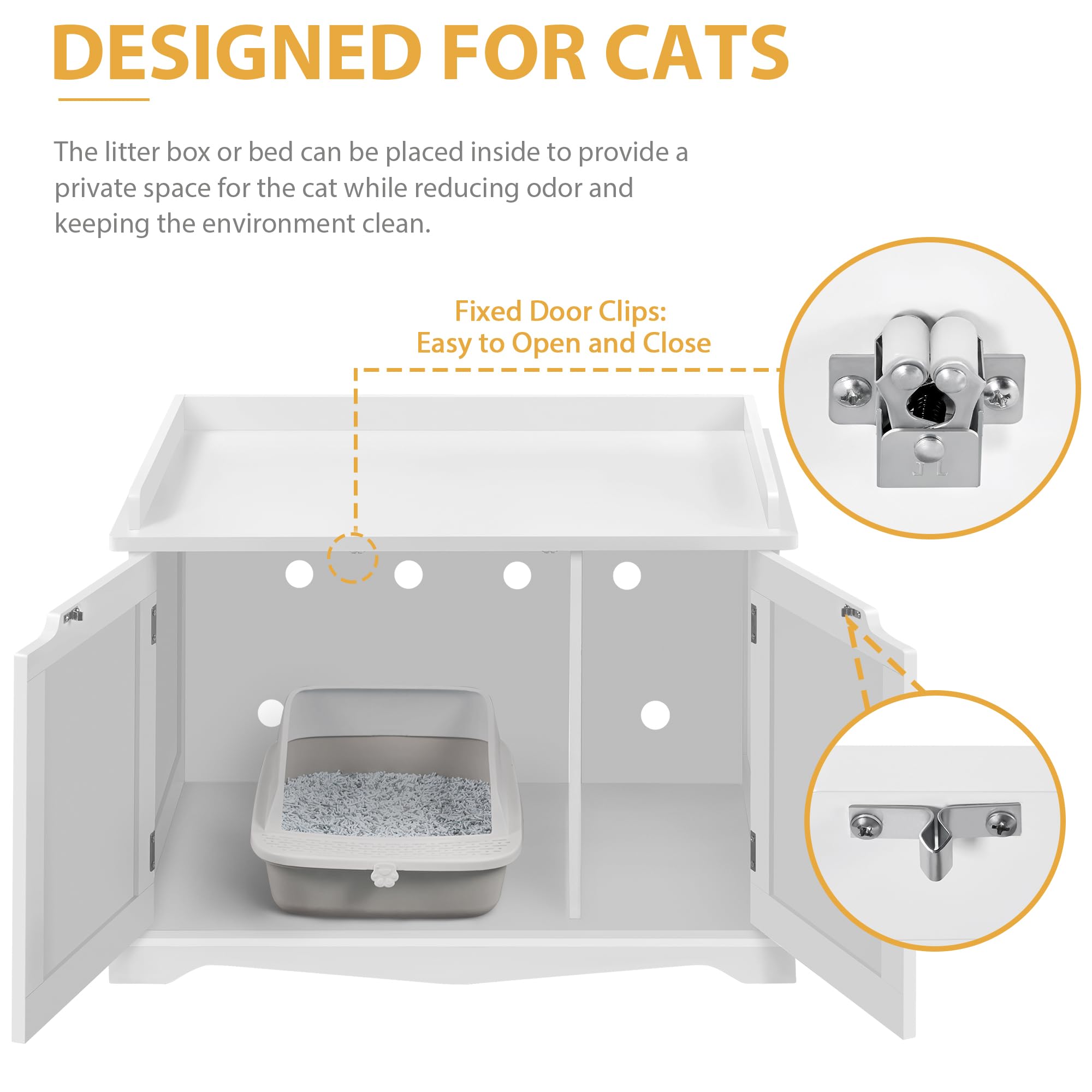 Yaheetech Cat Litter Box Enclosure, Hidden Litter Furniture, Cat Washroom, Pet Crate, Decorative Storage Bench Pet Side Table Fo