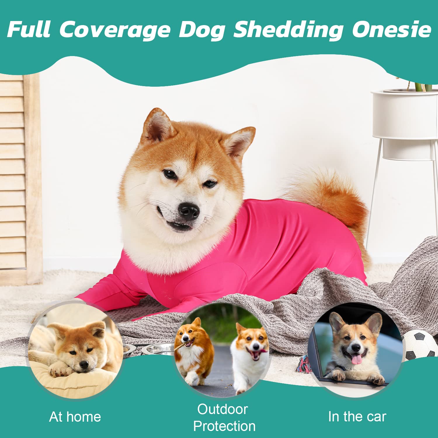 Etdane Dog Onesie For After Surgery Pet Surgical Recovery Suit Anti Shedding Bodysuit Long Sleeve Claming Pajamas With Legs For Female Male Dog (Small, Pink)