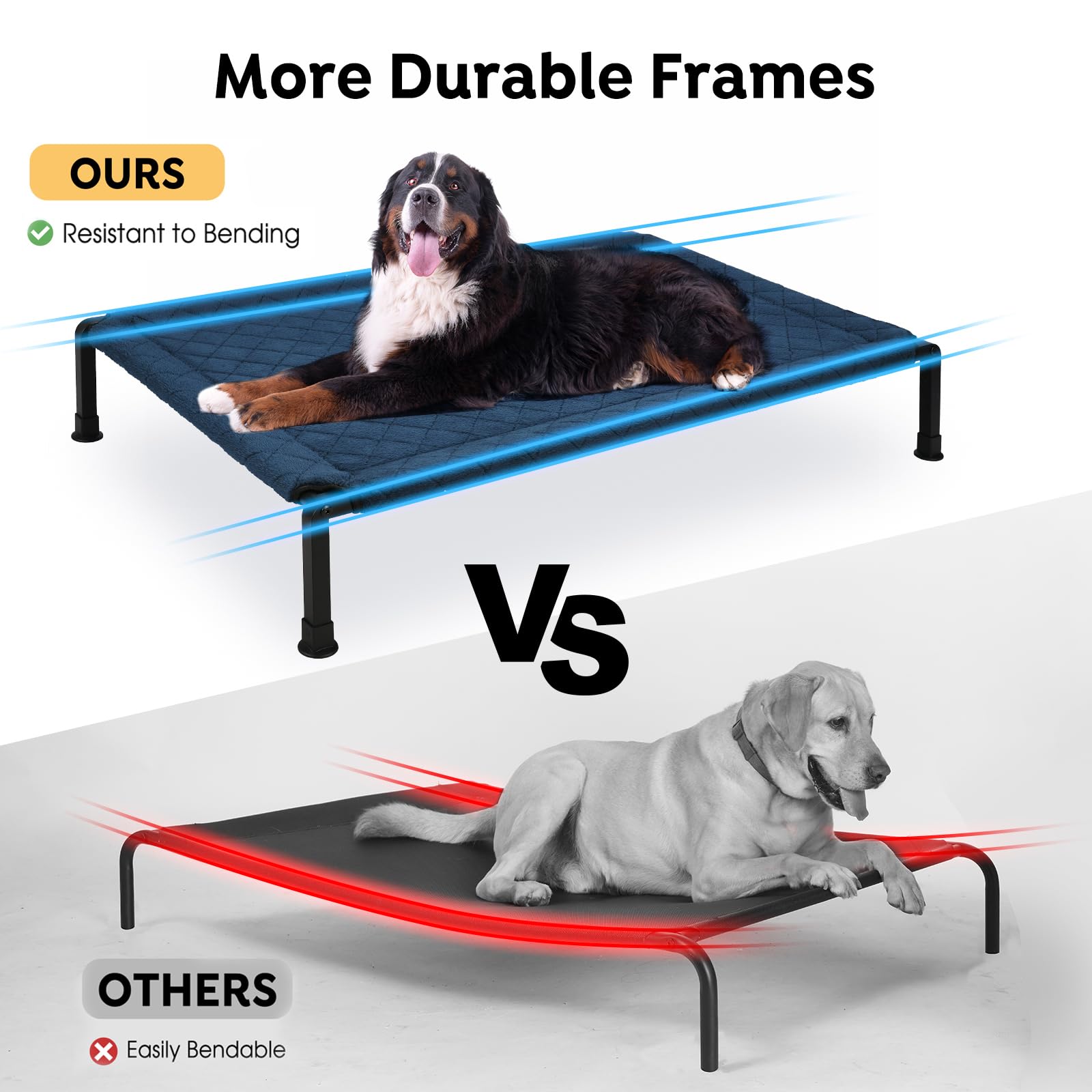 Veehoo Warm Plush Elevated Dog Bed, Raised Pet Cot With Heavy Duty Frame, Non-Slip Silicon Feet, Washable & Breathable Dog Cot B