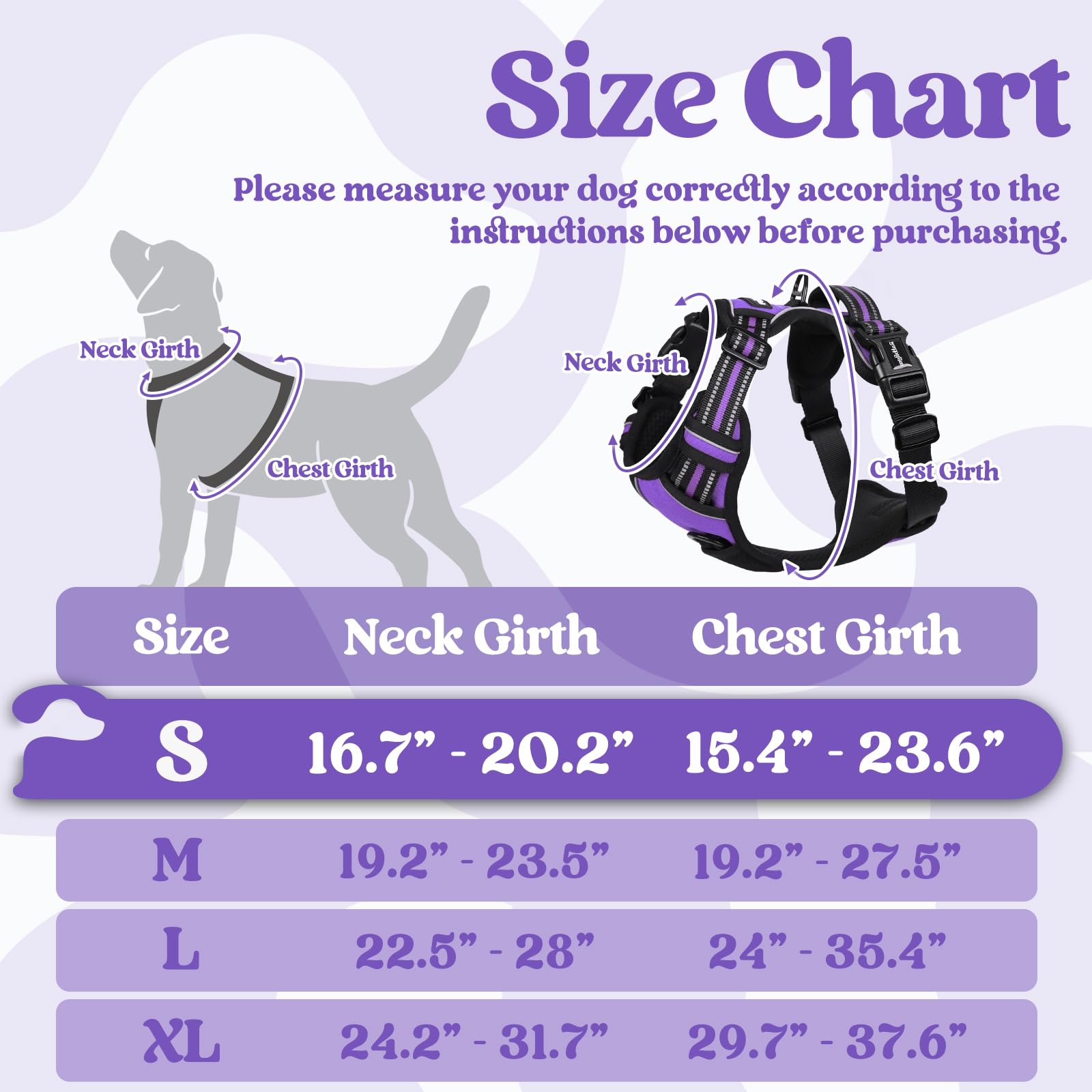 Rabbitgoo Dog Harness Small Sized, No Pull Pet Harness With 3 Buckles, Adjustable Soft Padded Pooch Vest With Instant Control Handle, Easy Walking Reflective Pet Vest For Small Dogs, Purple, S