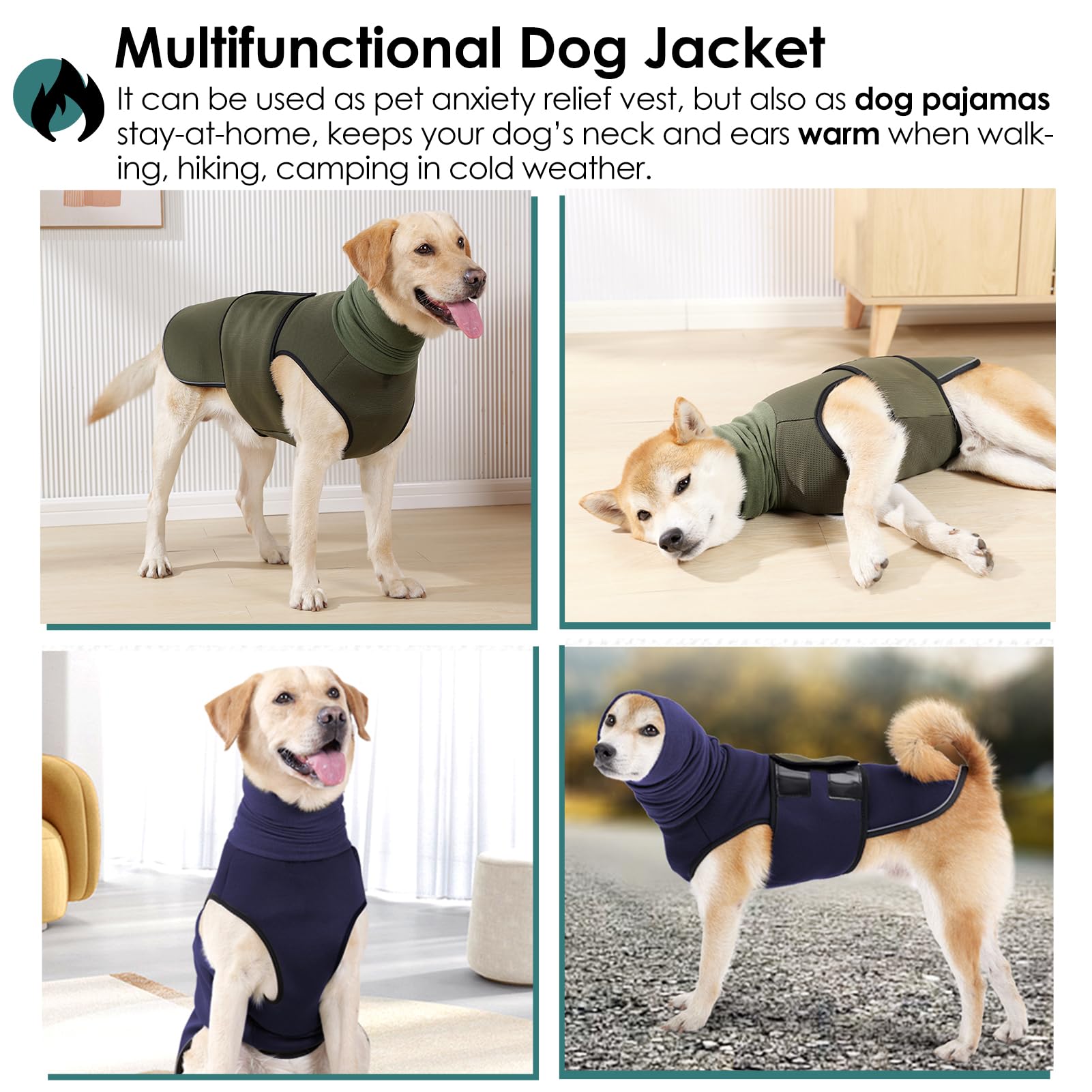 Aofitee Dog Anxiety Calming Hoodie - Thunder & Fireworks Jacket For Travel & Separation Anxiety - Noise Block Ear Protection