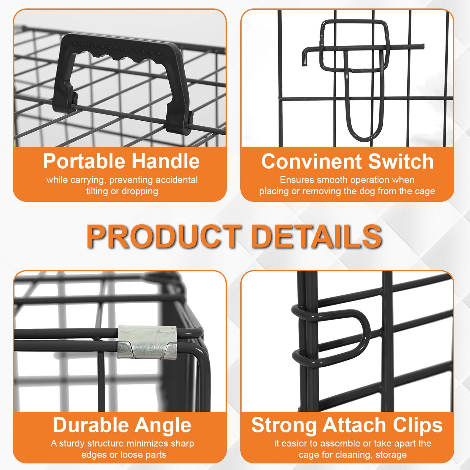 Dog Crate Dog Cage Dog Kennel Outdoor Metal Wire Double-Door Folding Pet Animal Pet Cage For Small Dog 30 Inches With Double Doo