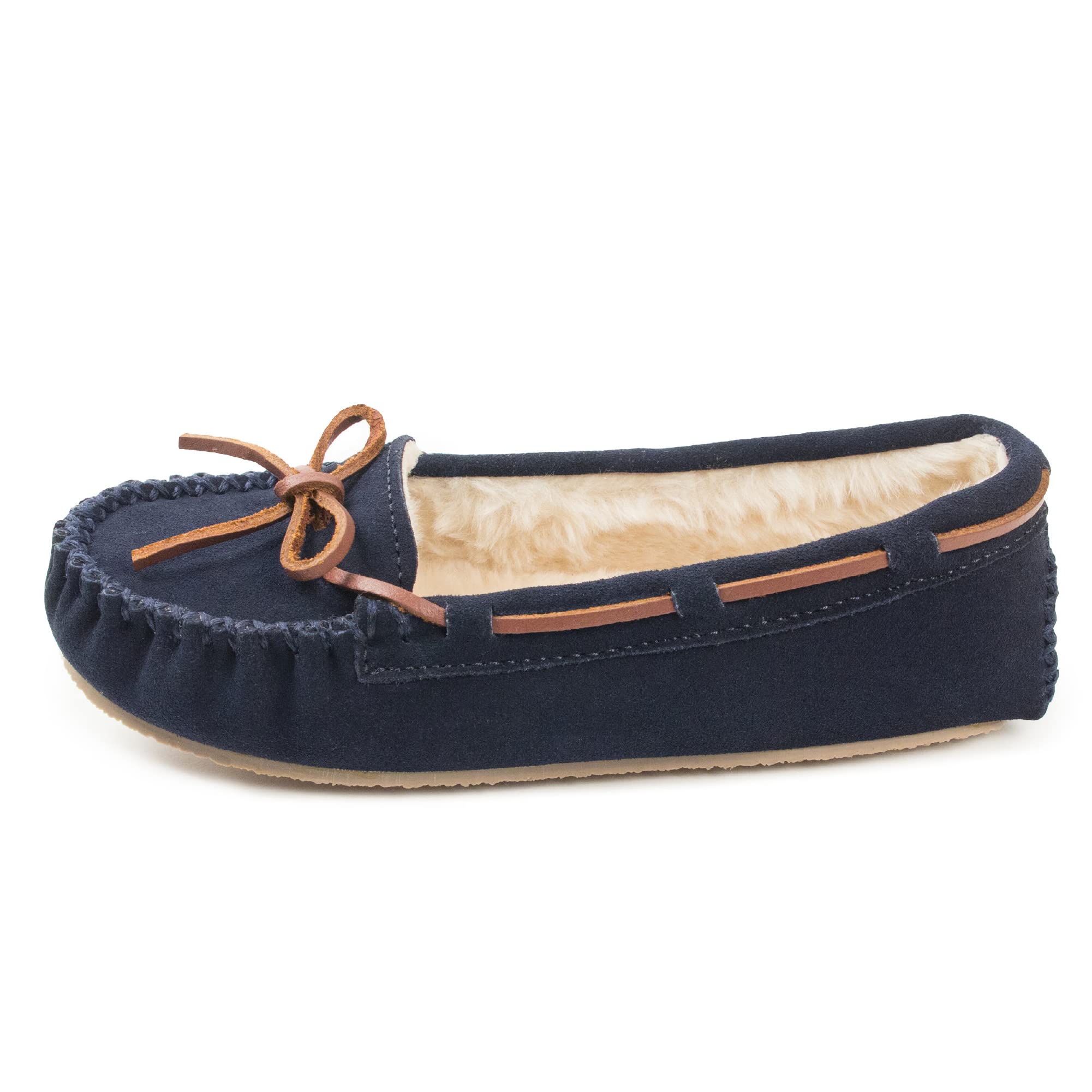 Minnetonka Womens Cally Faux Fur Slipper, Dark Navy ,7 M