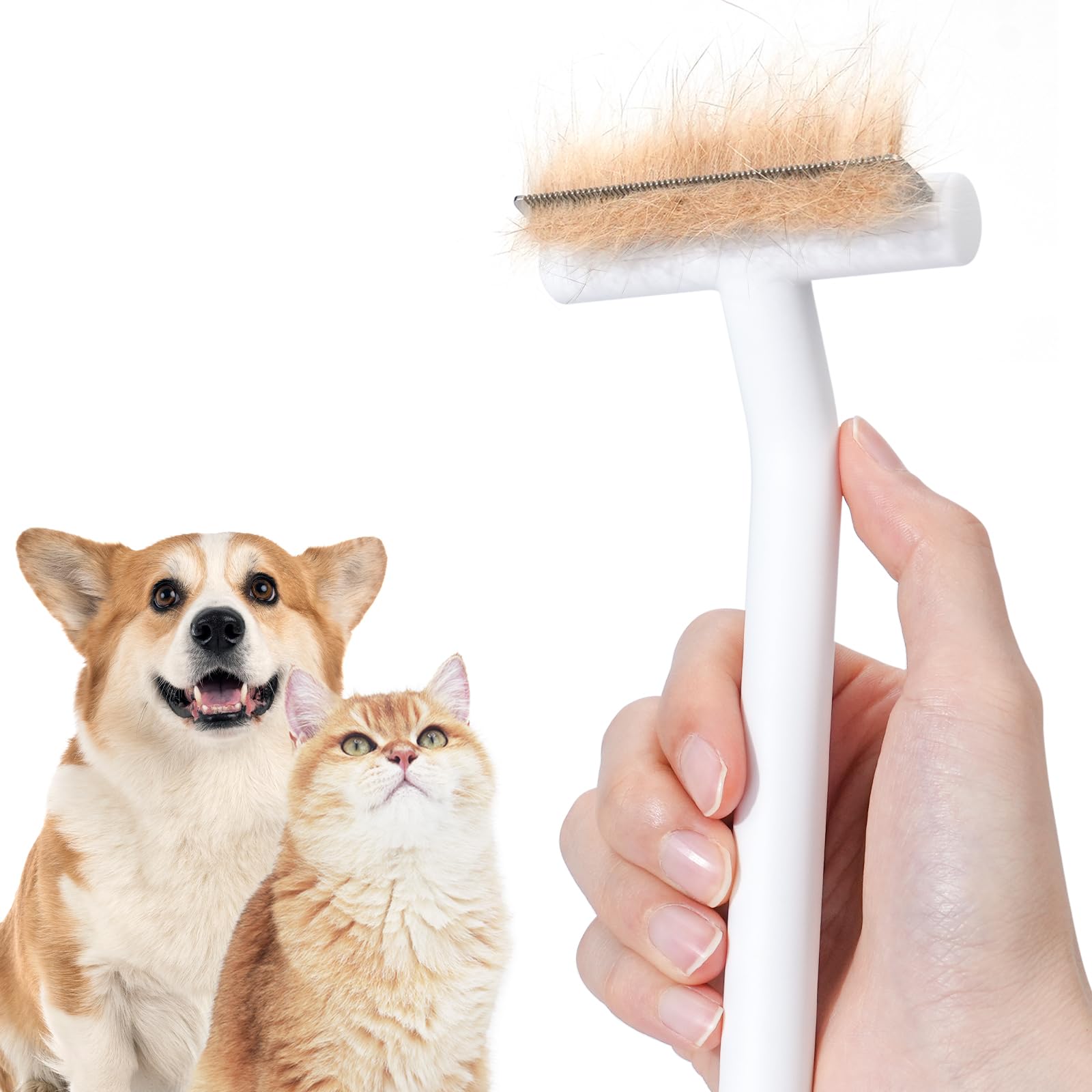 Aumuca Pet Deshedding Tools For Short Haired Cats & Dogs, Dematting Deshedding Brush Cats Shedding Tool, Dog Undercoat Brush, Ge