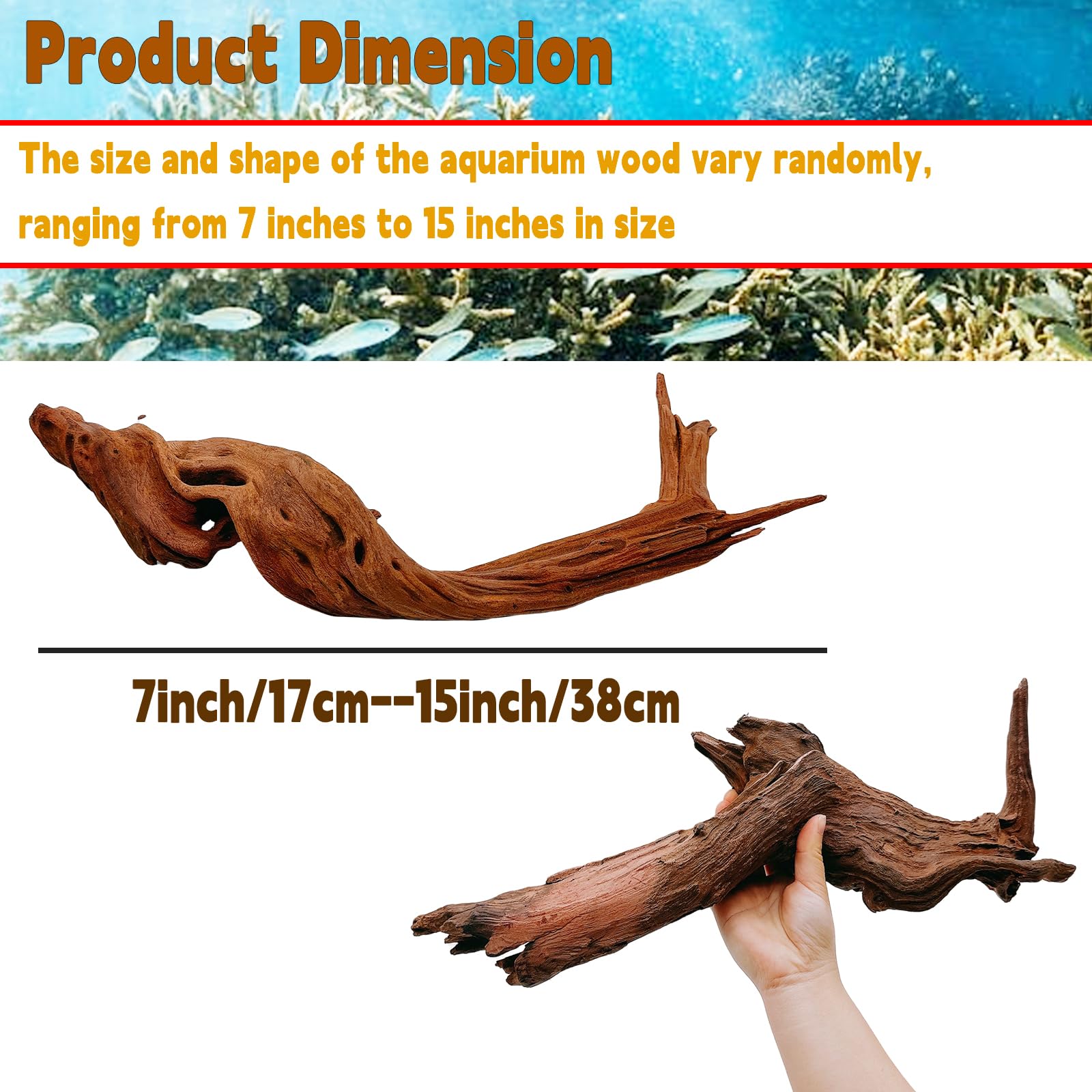 Hamiledyi Aquarium Driftwood, Natural Large 7-15In Coral Driftwood For Aquarium Decor Reptile Tank Decor Terrarium Ornament Wood Branch Trunk Stump For Fish Betta Lizard