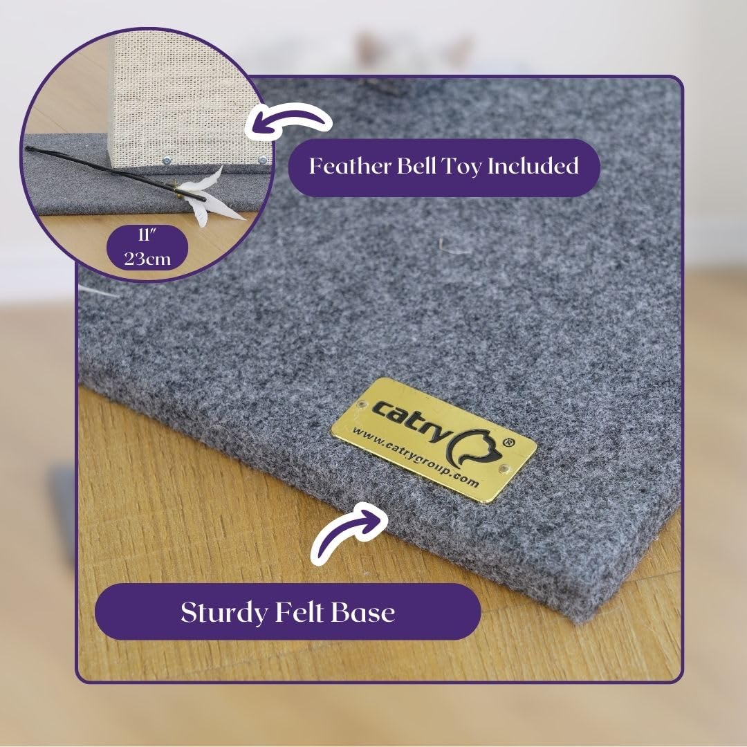 Catry 2-In-1 Mellow Cat Perch With Large Soft Felt Bed, Sisal Scratching Post, Minimalist Cat Furniture For Climbing, Scratching