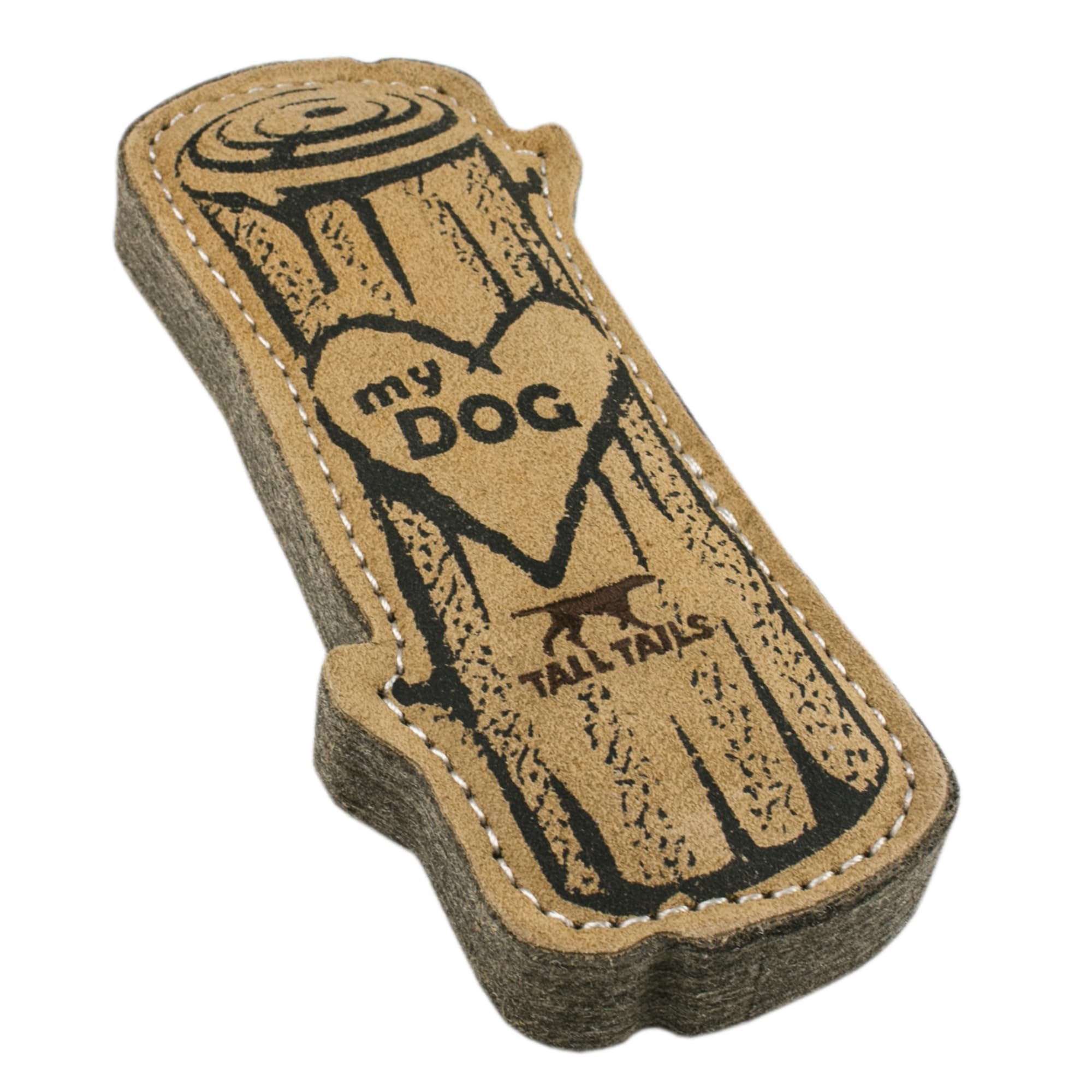 Tall Tails Dog Natural Leather Love My Dog Tree Log Fetch Toy For Dogs